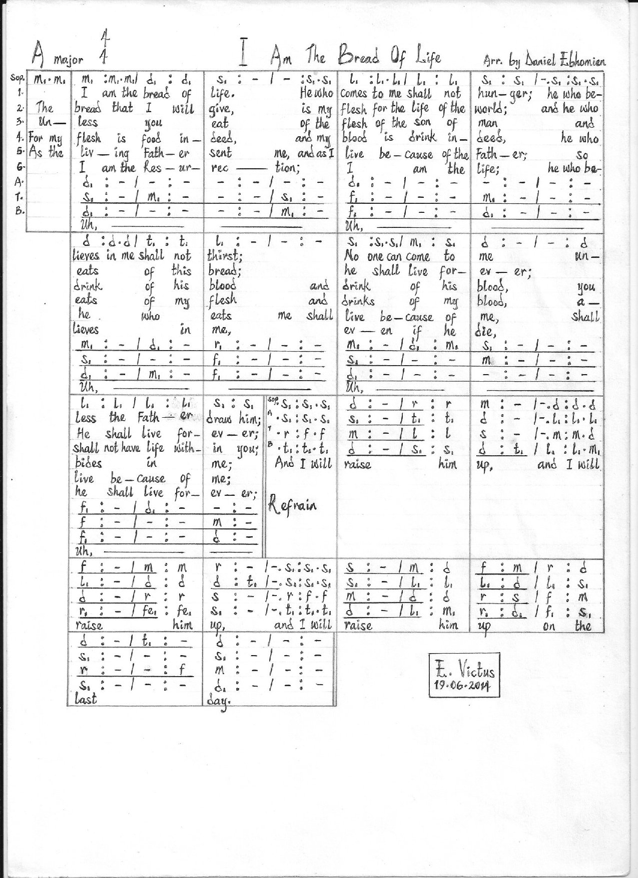 I Am The Bread Of Life - Ebhomien - Download Choir Script PDF