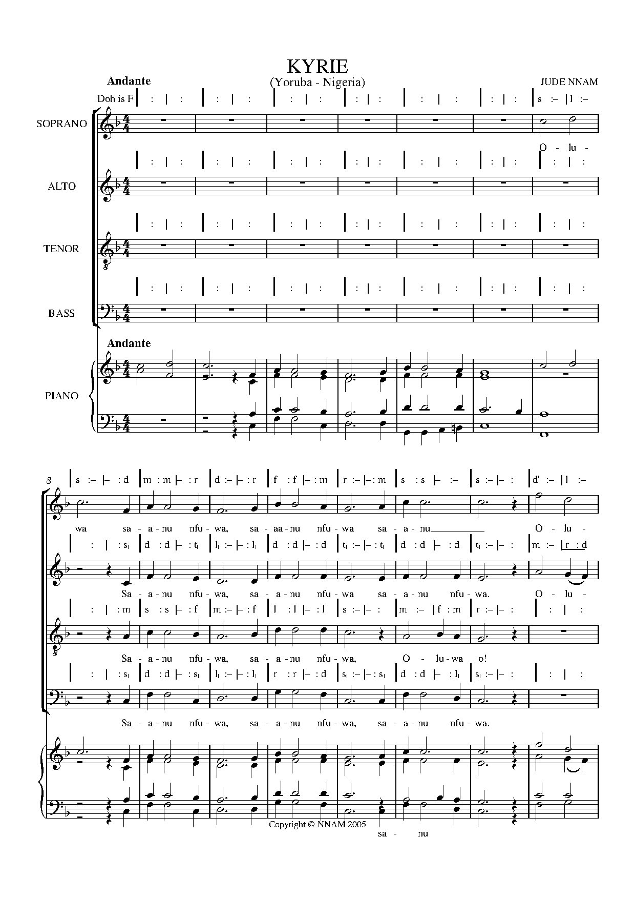 Missa Yoruba - Kyrie - Download Choir Script PDF