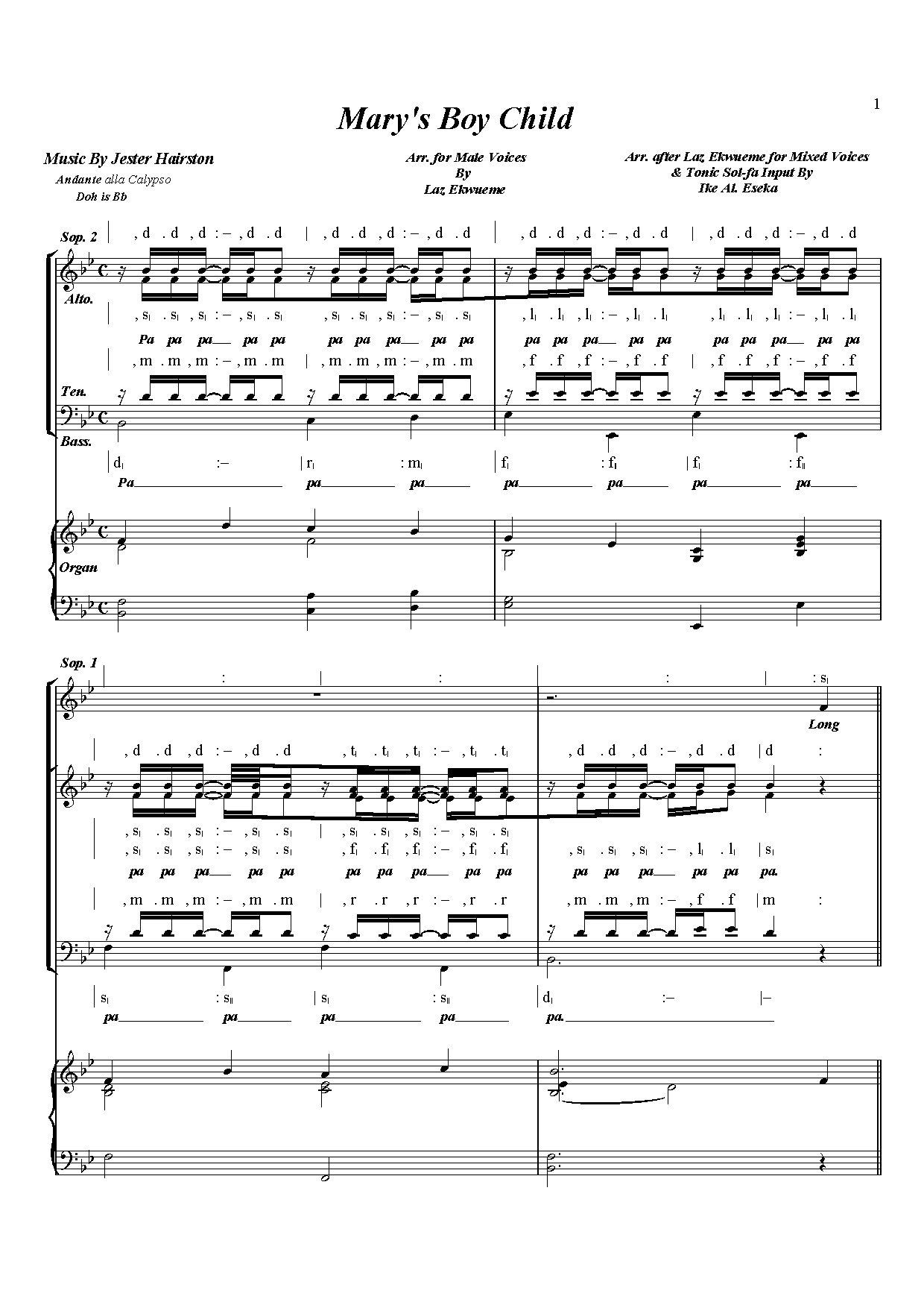 Mary S Boy Child - Download Choir Script PDF