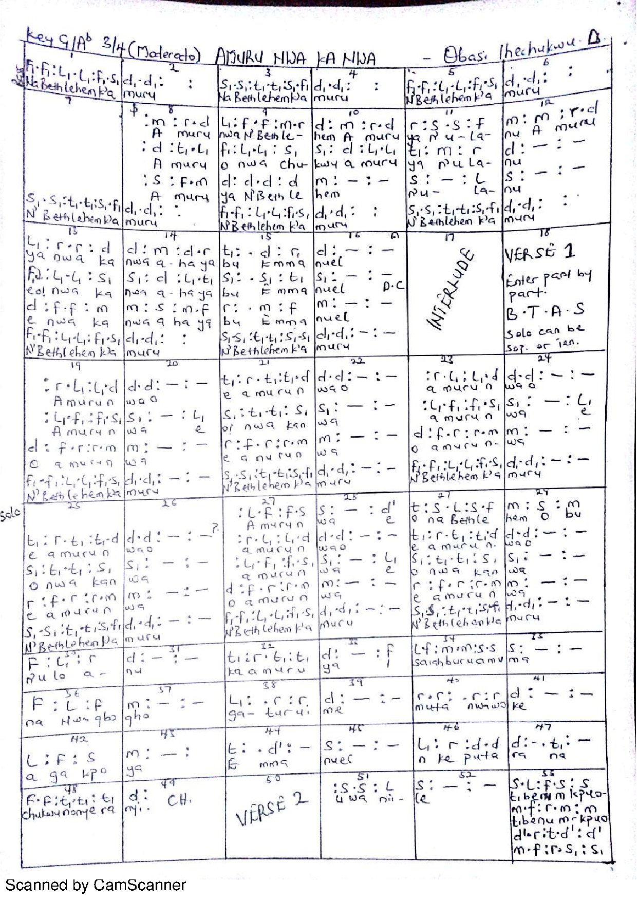 Amuru Nwa Ka Nwa - Download Choir Script PDF