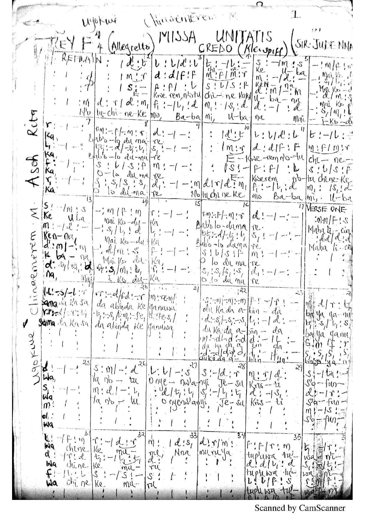 N Otu Chineke - Download Choir Script PDF
