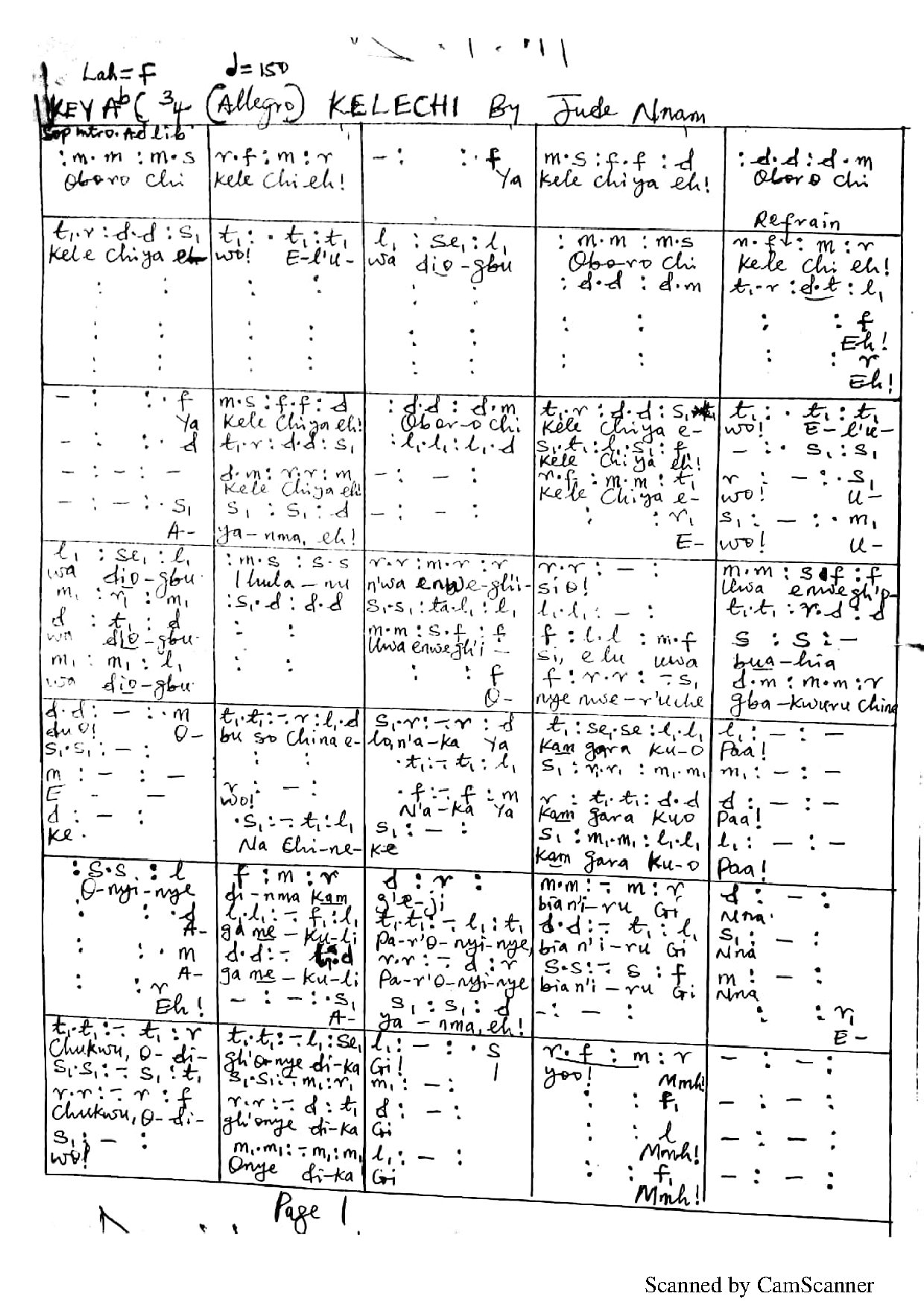 Kelechi By Jude Nnam - Download Choir Script PDF