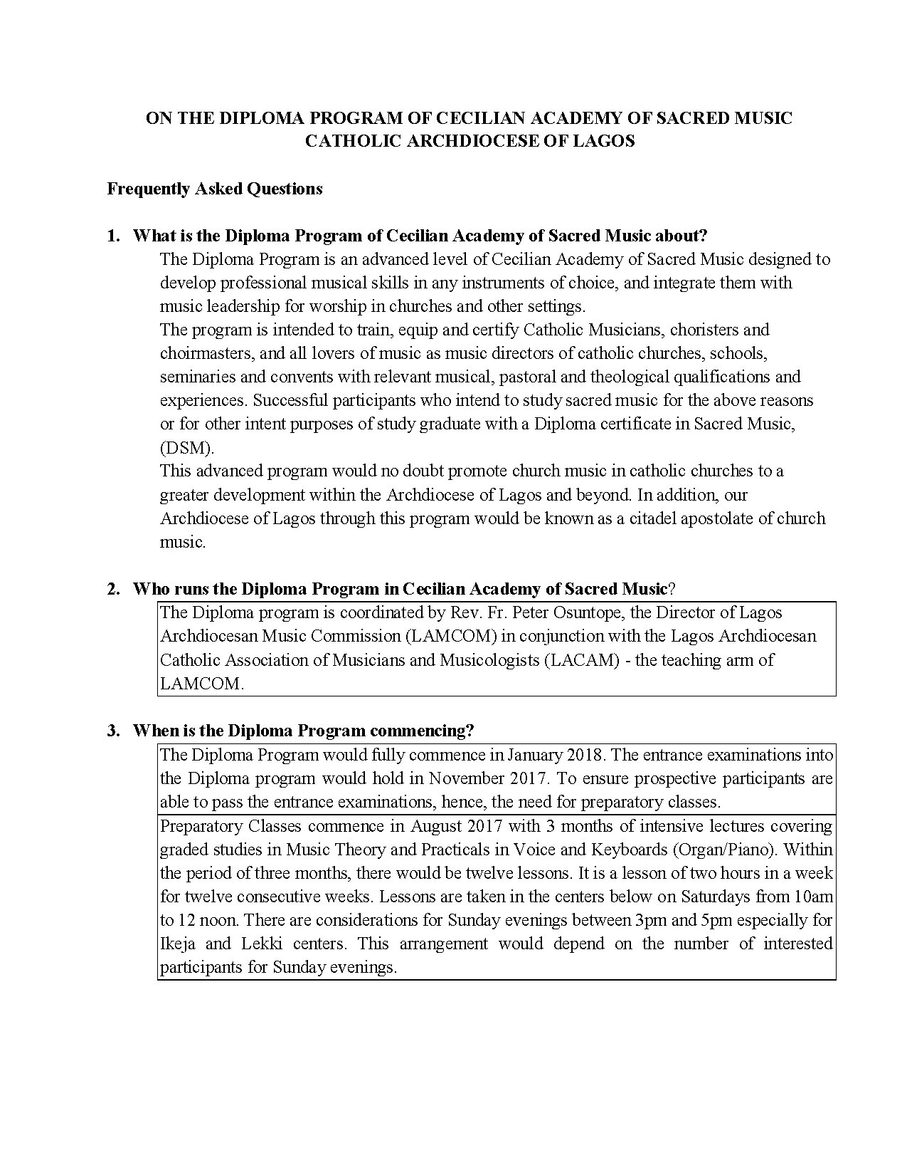 About Cecilian Academy Of Sacred Music - Download Choir Script PDF