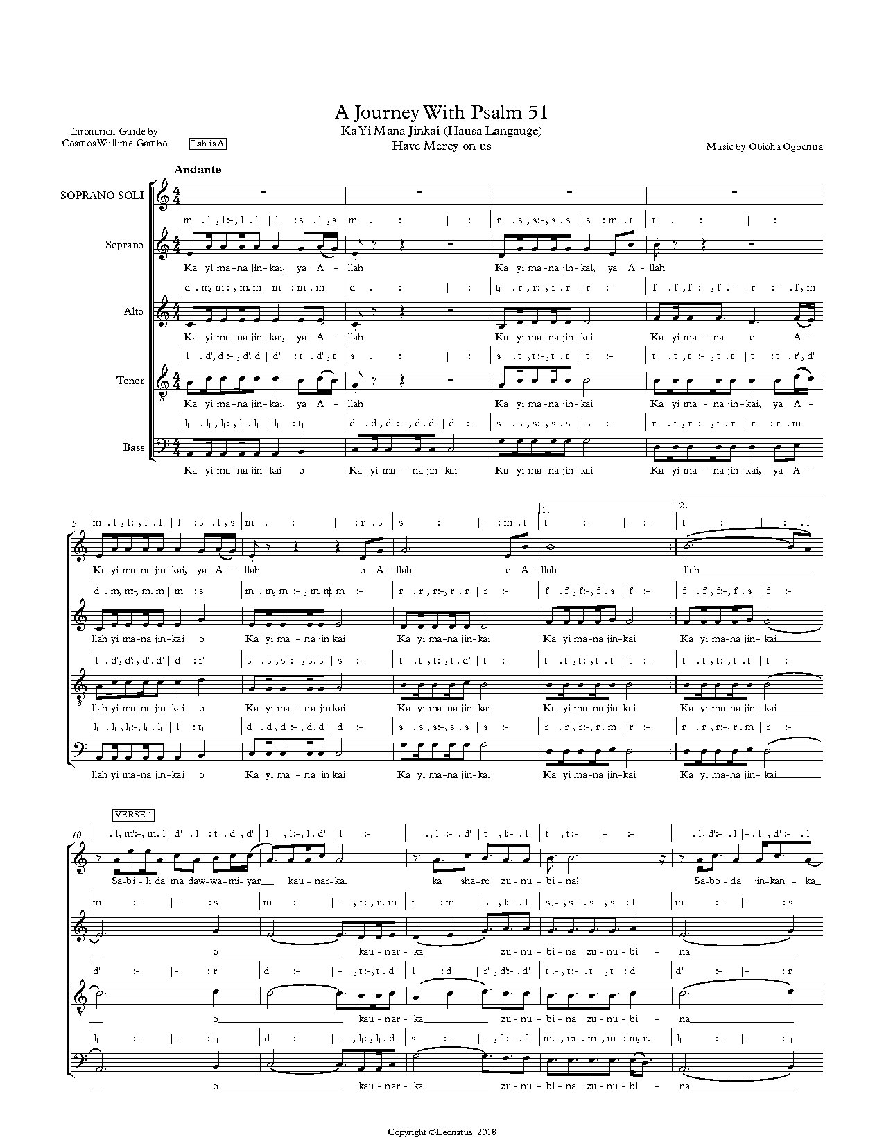 Ka Yi Mana Jinkai - Obioha Ogbonna - Download Choir Script PDF