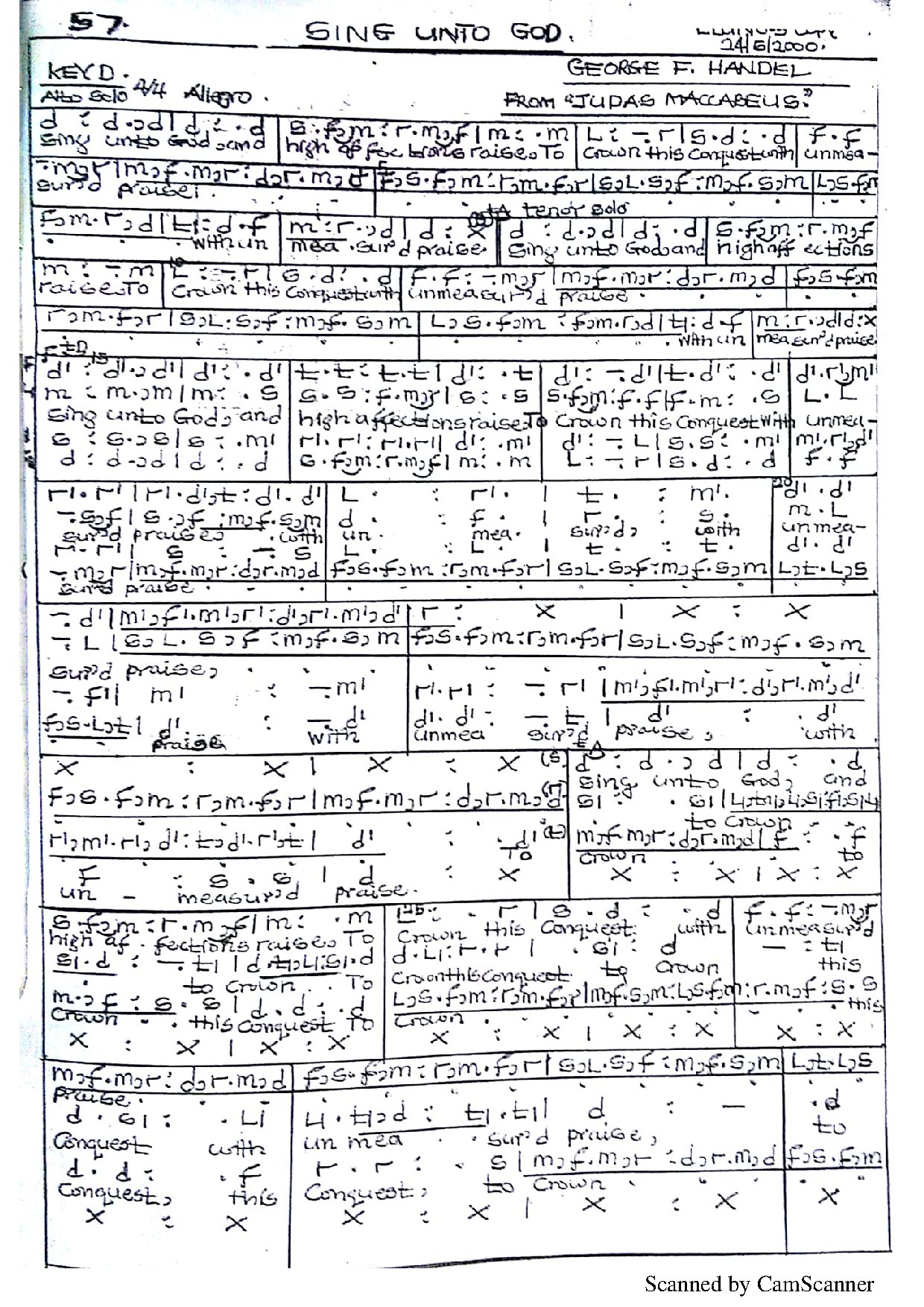 Sing Unto God - Download Choir Script PDF