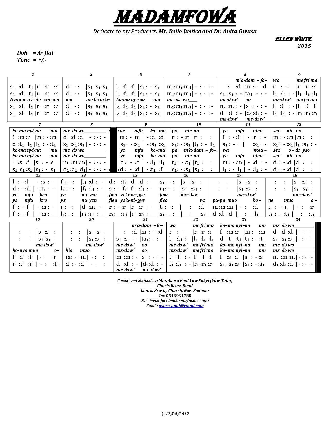 Madamfowa Tonic - Download Choir Script PDF