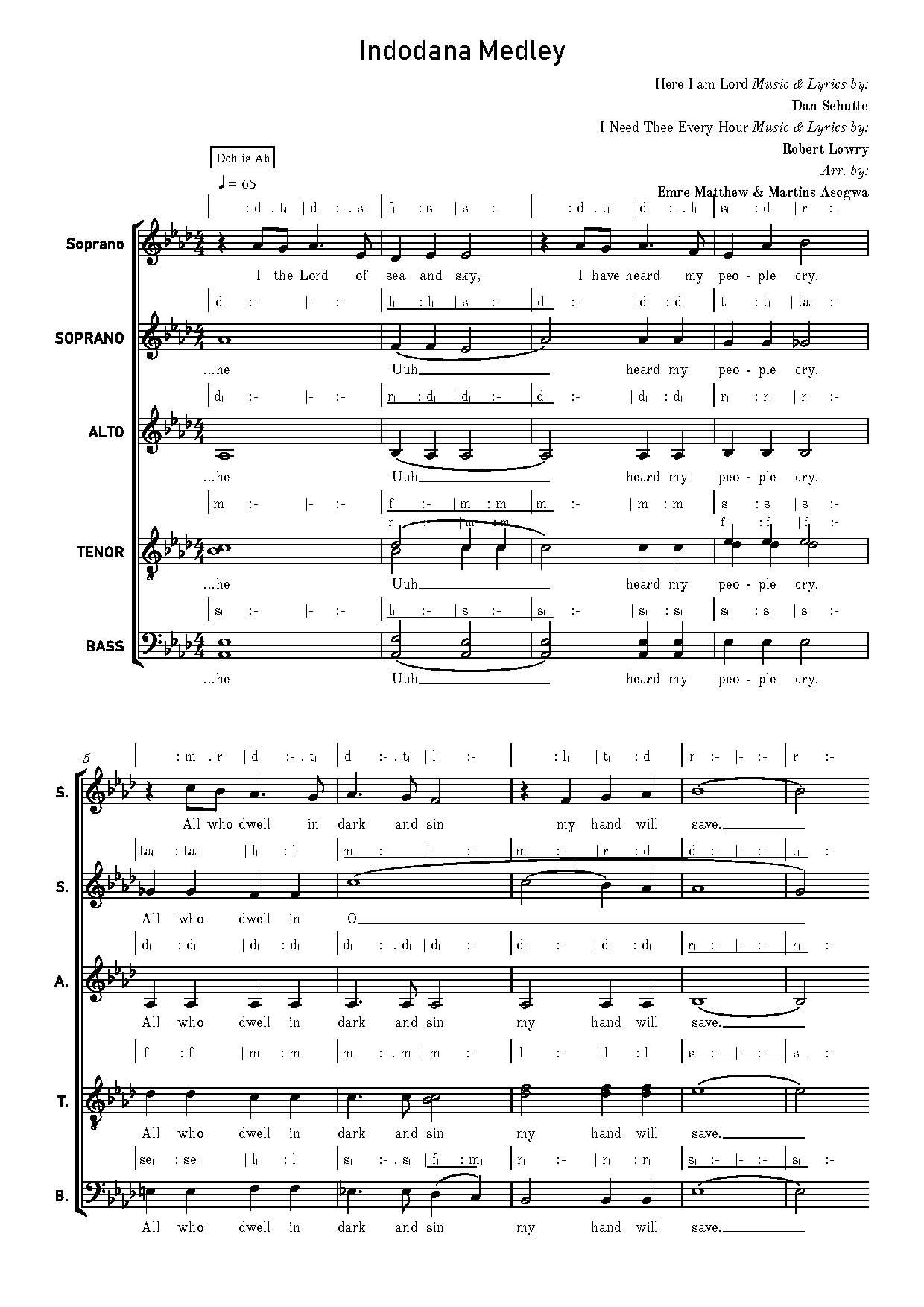 Indodana Medley - Full Score - Download Choir Script PDF
