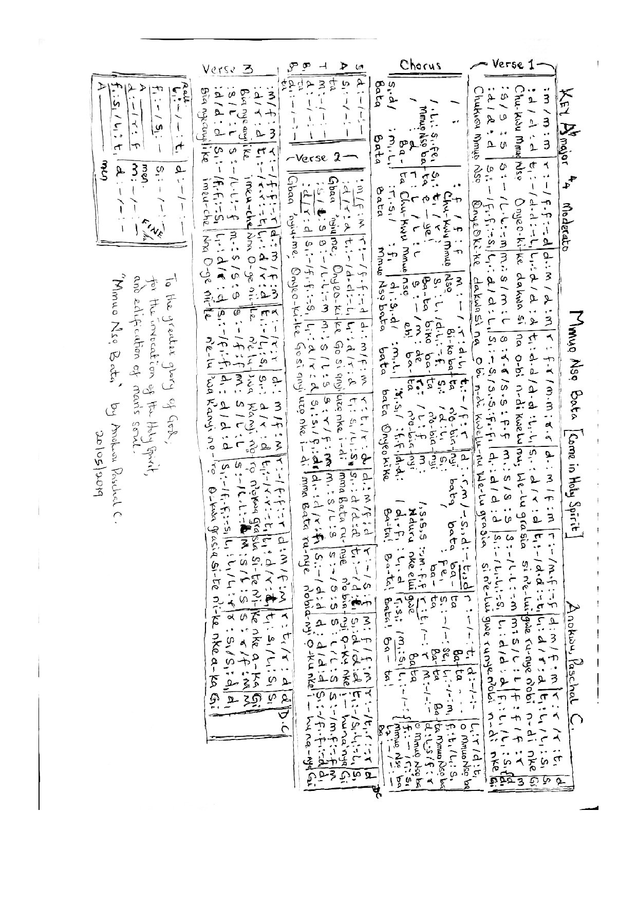Mmuo Nso Bata Anokwu Paschal C. - Download Choir Script PDF