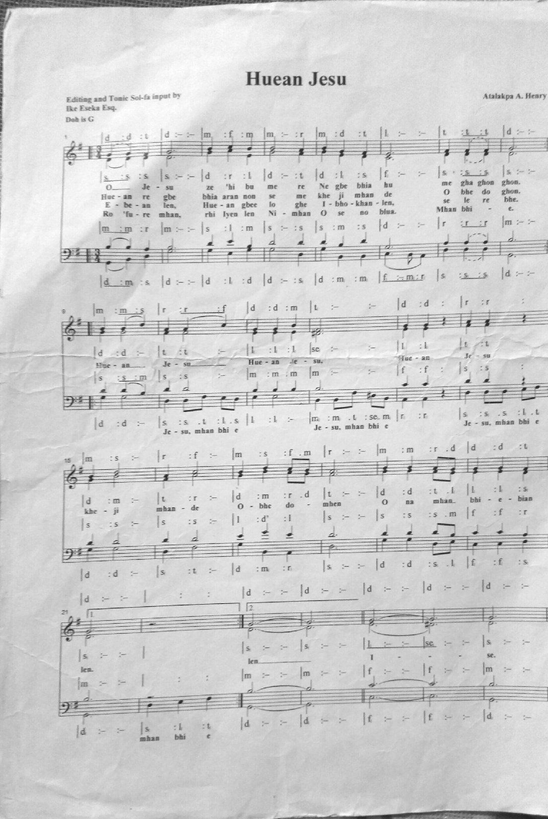Ihuen Jesu - Download Choir Script PDF