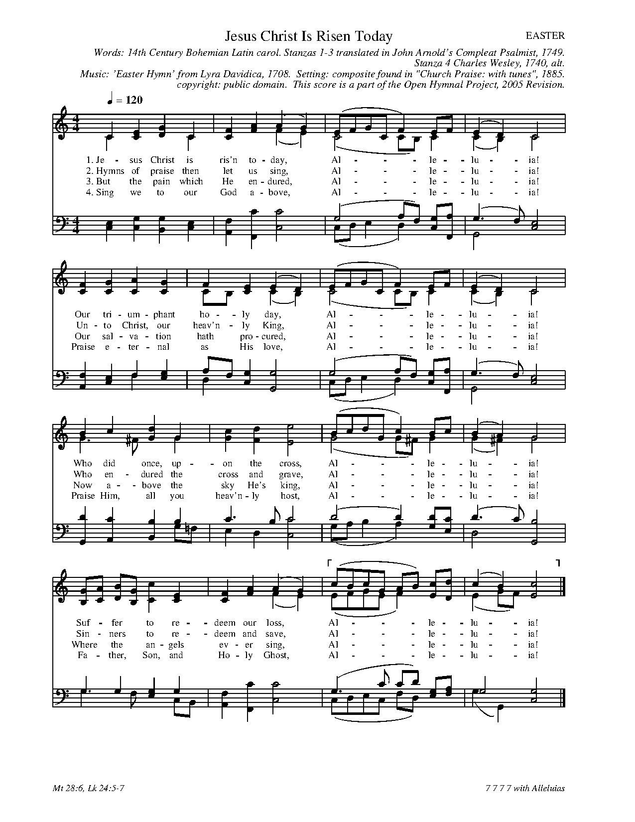 Jesus Christ Is Risen Today-easter Hymn - Download Choir Script PDF