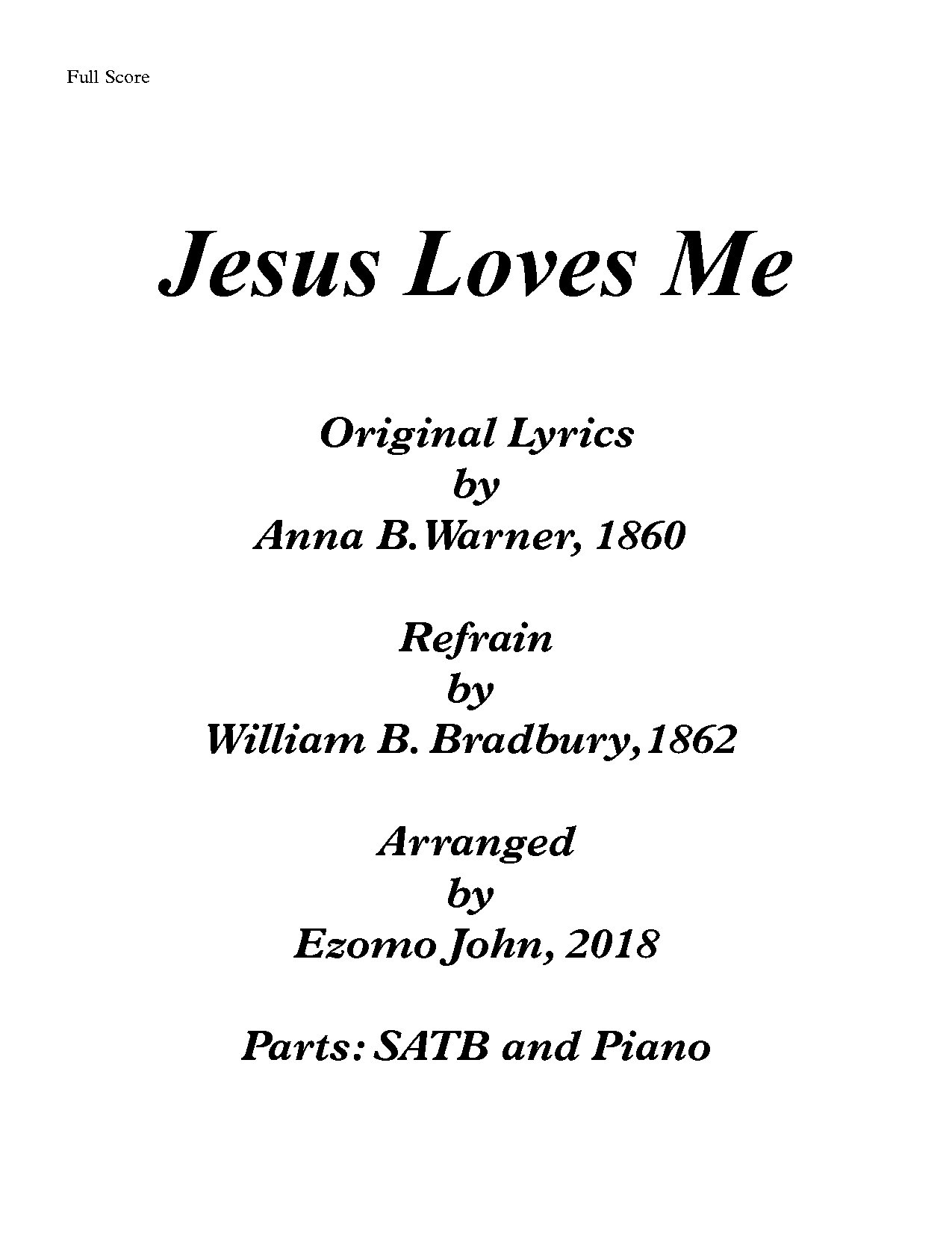 Jesus Loves Me - Download Choir Script PDF