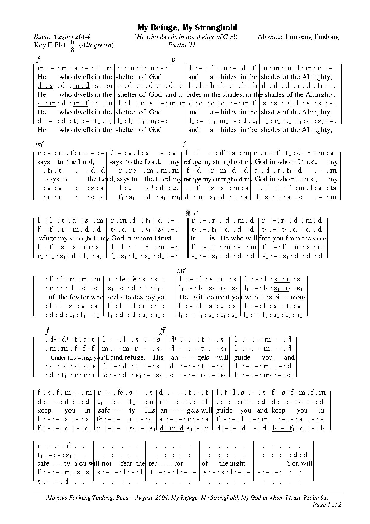 My Refuge, My Stronghold - Download Choir Script PDF