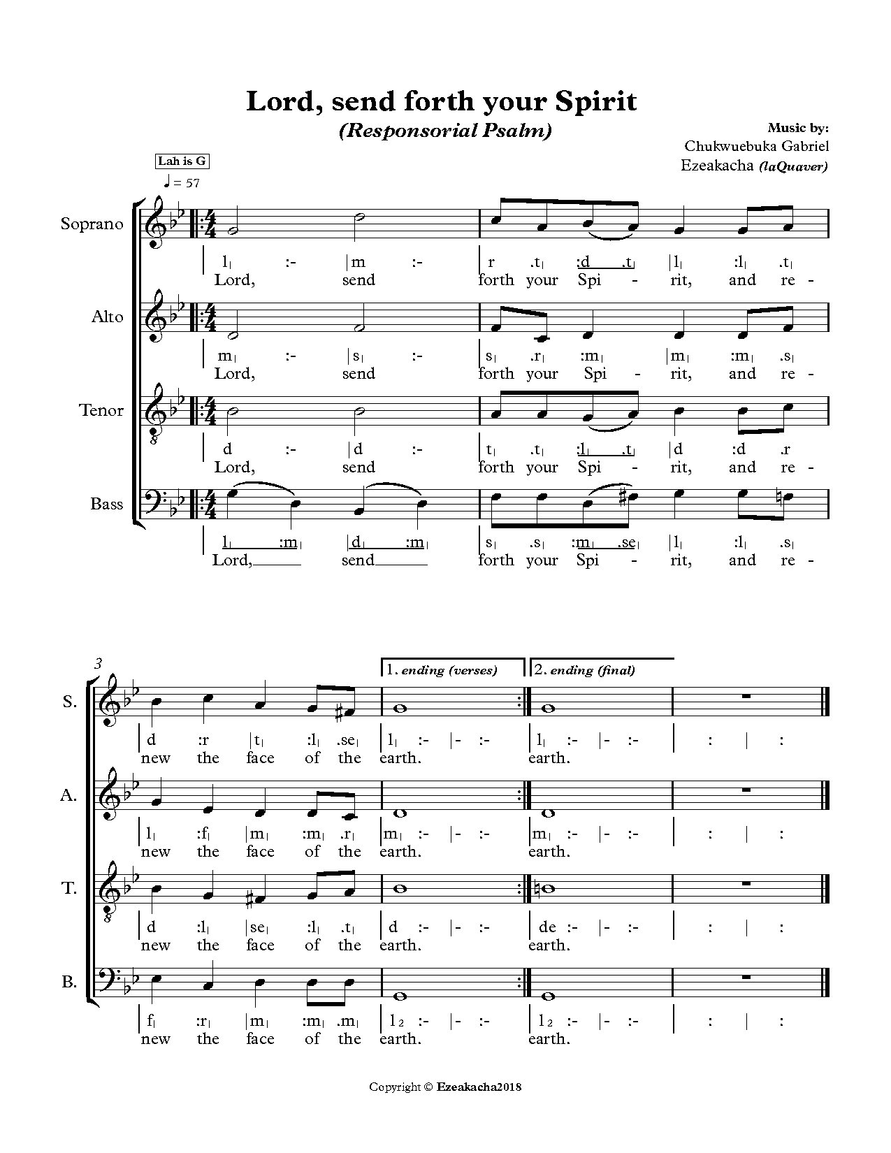 Lord, Send Forth Your Spirit (pentecost Psalm) - Download Choir Script PDF