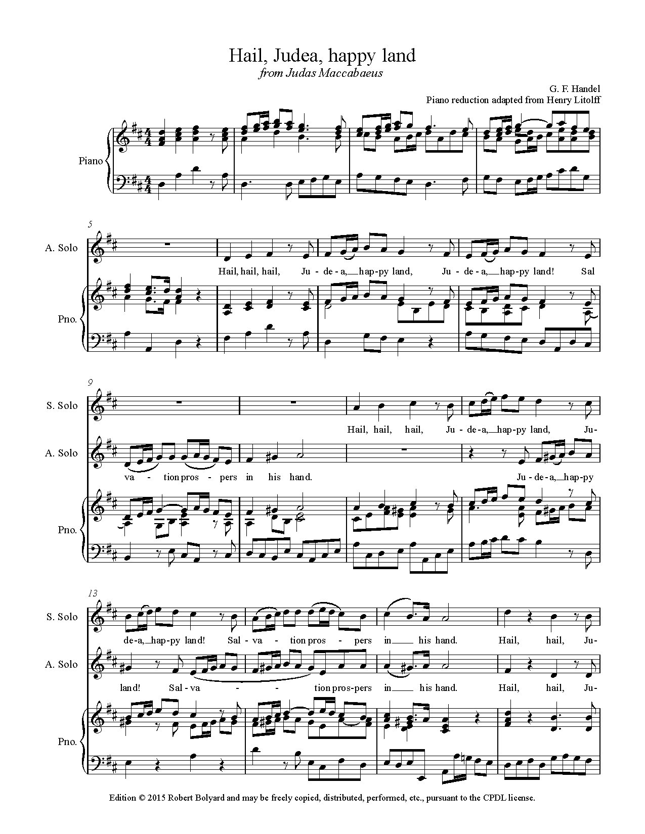 Hail Judea Happy Land - Download Choir Script PDF
