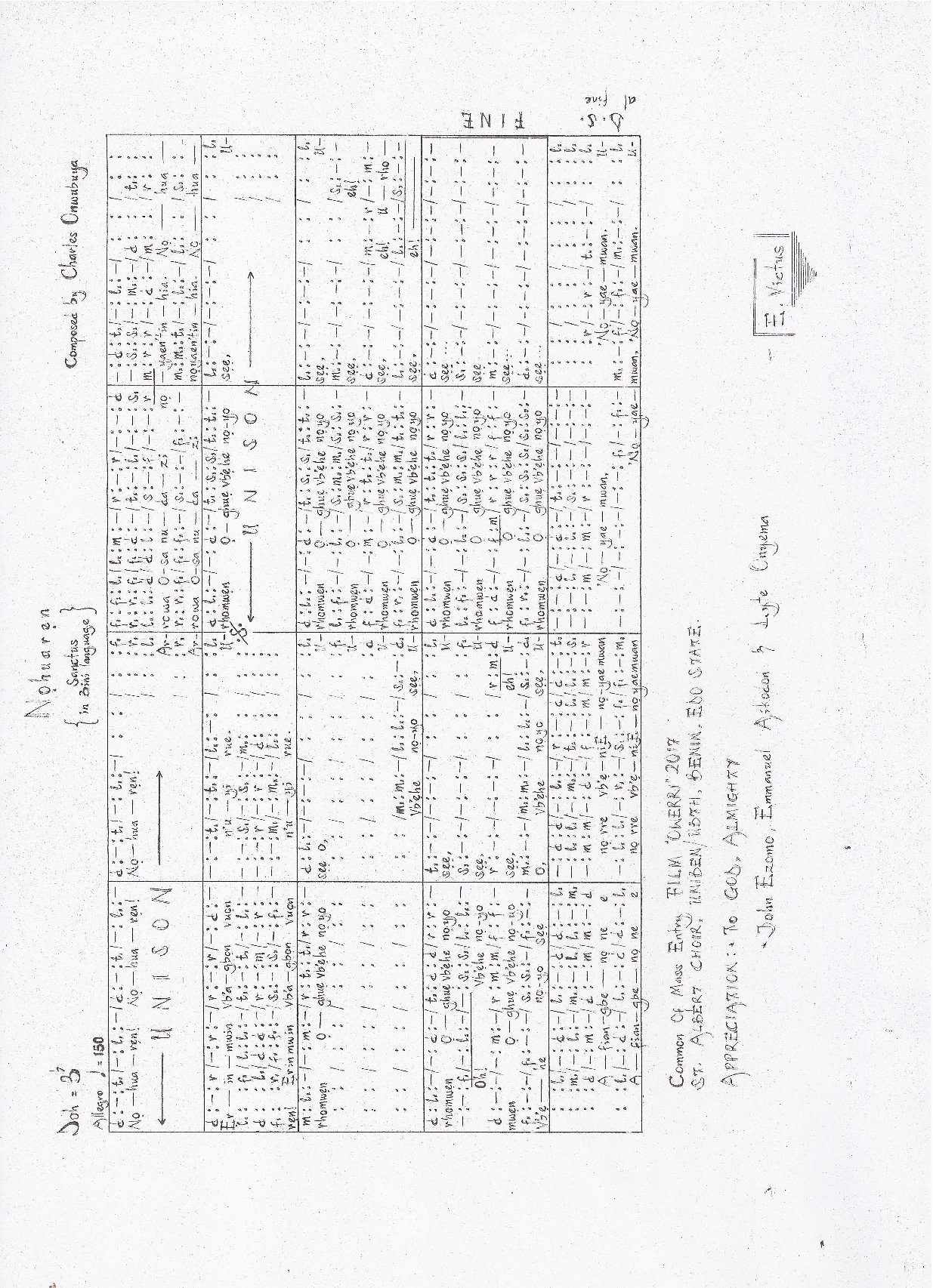 Nohuaren. Solfa Note. - Download Choir Script PDF