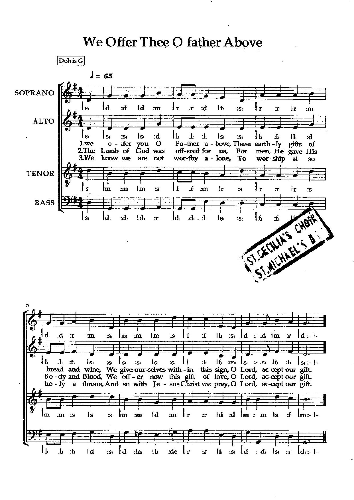 We Offer Thee O Father Above - Download Choir Script PDF