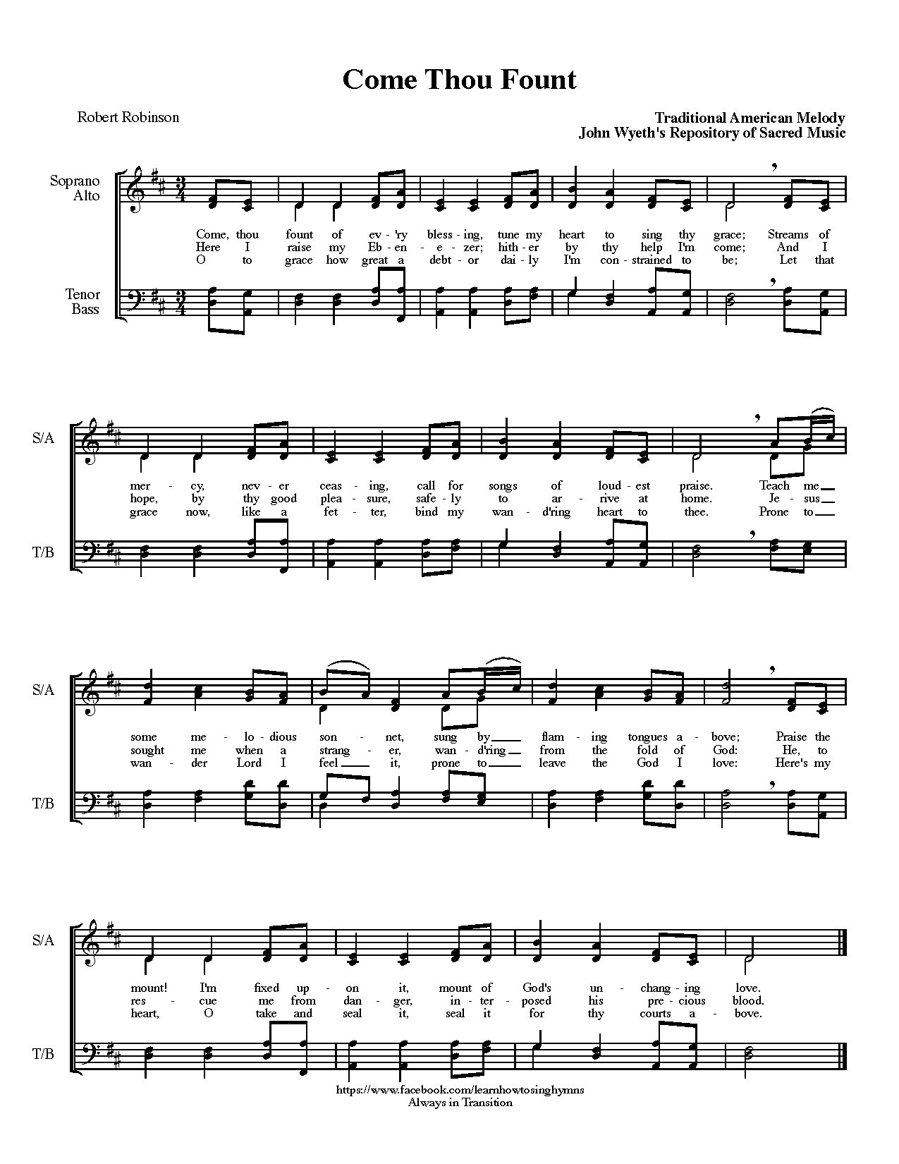 Come-thou-fount - Download Choir Script PDF