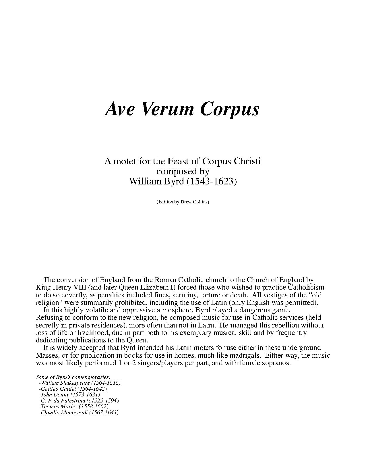 Byrd-ave Verum Corpus - Download Choir Script PDF