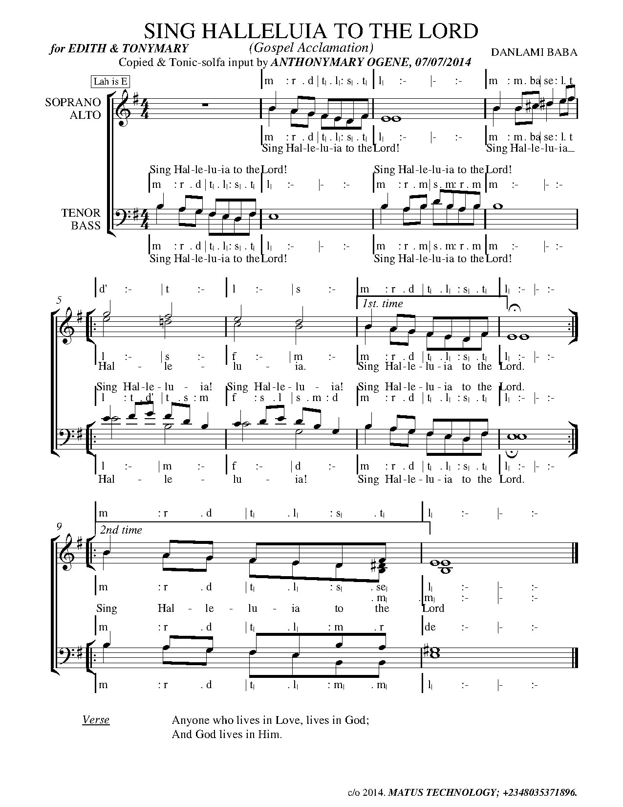 Alleluia. - Download Choir Script PDF