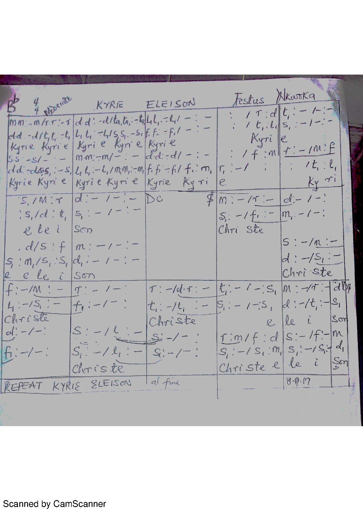 Kyrie Eleison By Festus Nkwoka - Download Choir Script PDF
