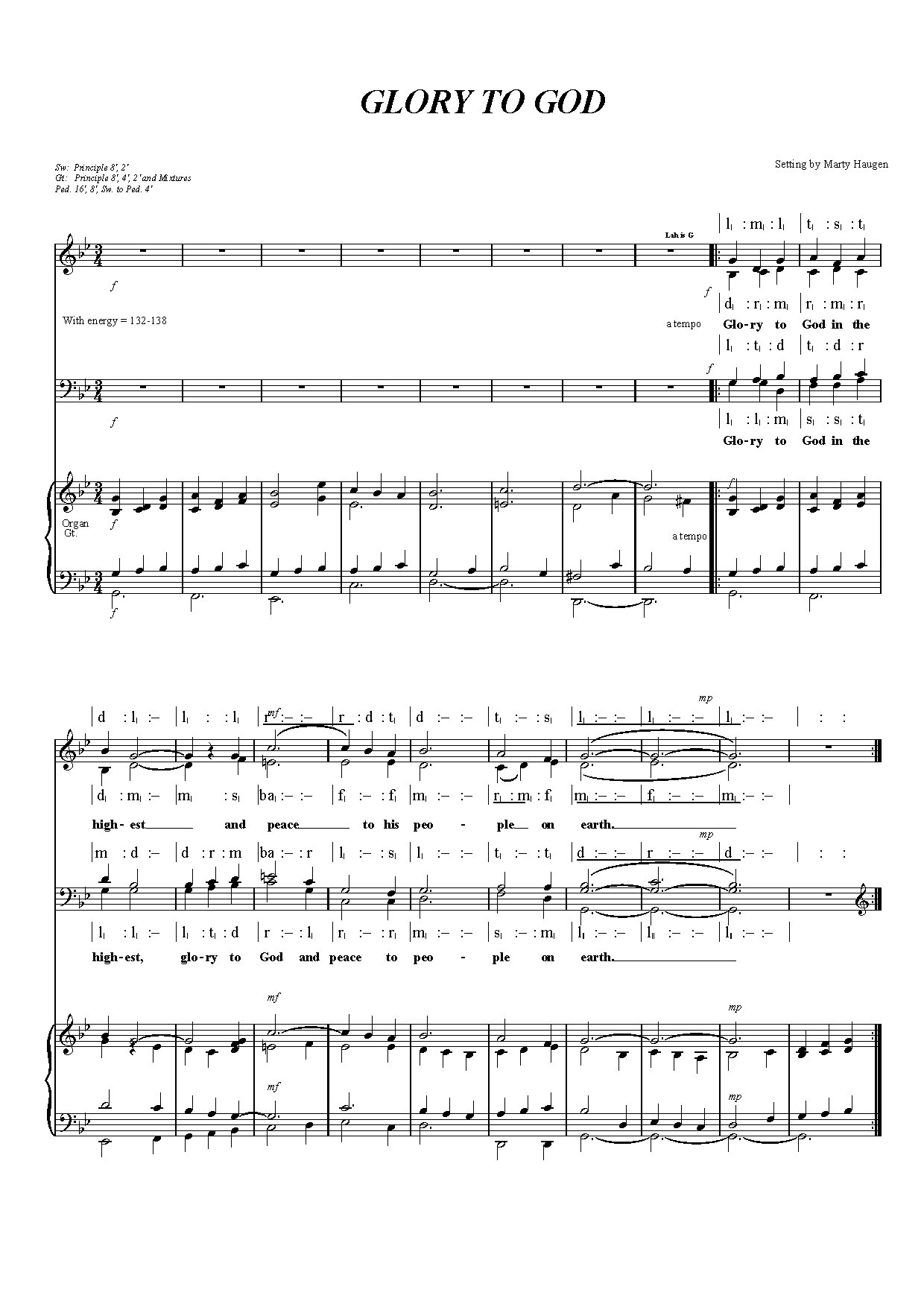 Glory To God Haugen - Download Choir Script PDF