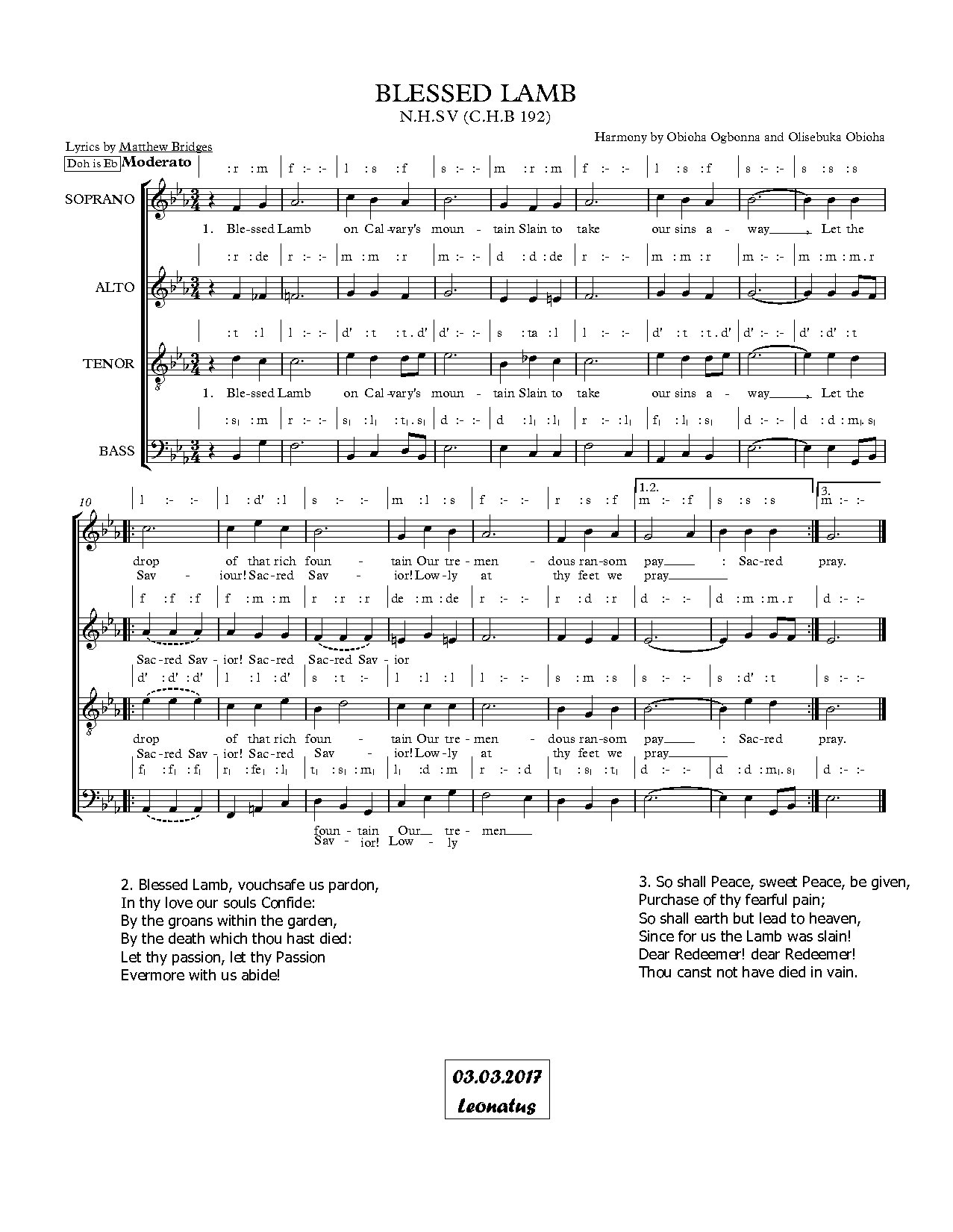 Blessed Lamb (n.h.s V) - Obioha And Olise - Download Choir Script PDF