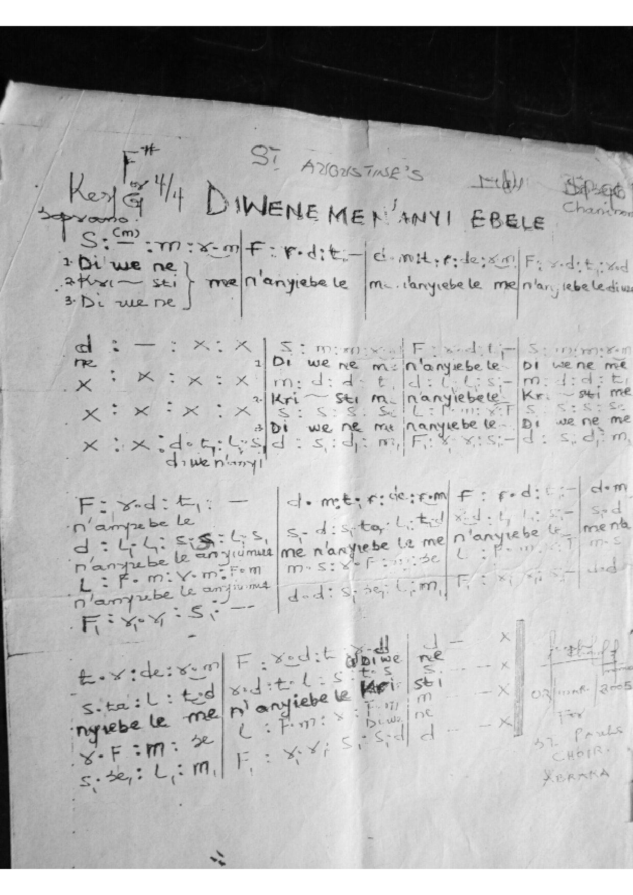 Diweneme N Anyi Ebele - Download Choir Script PDF