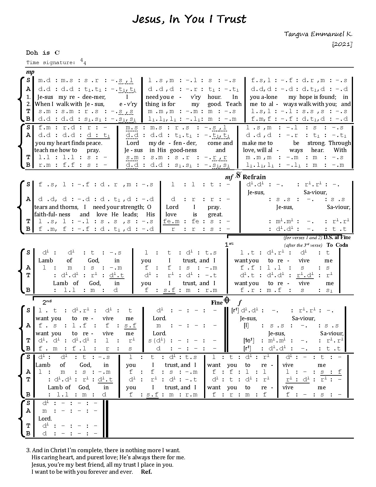 Jesus In You I Trust - Download Choir Script PDF