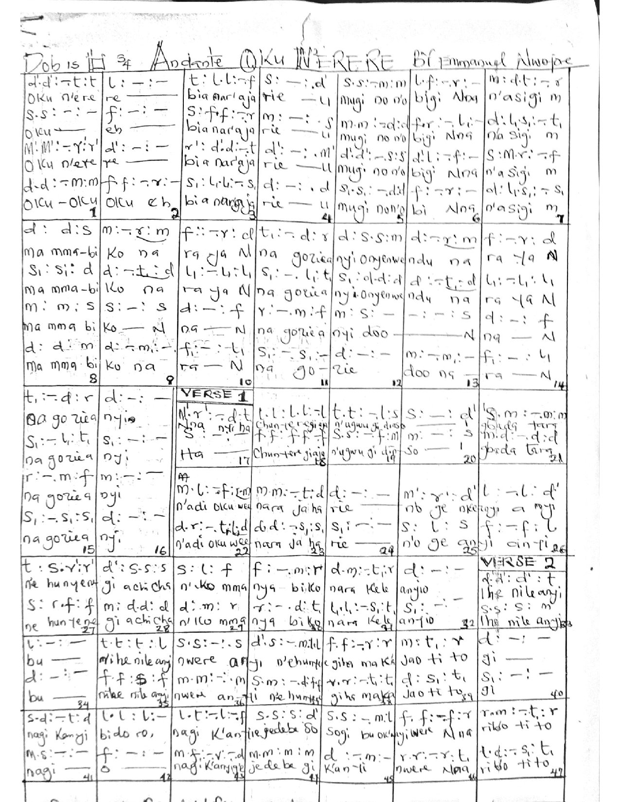 Okunere - Download Choir Script PDF