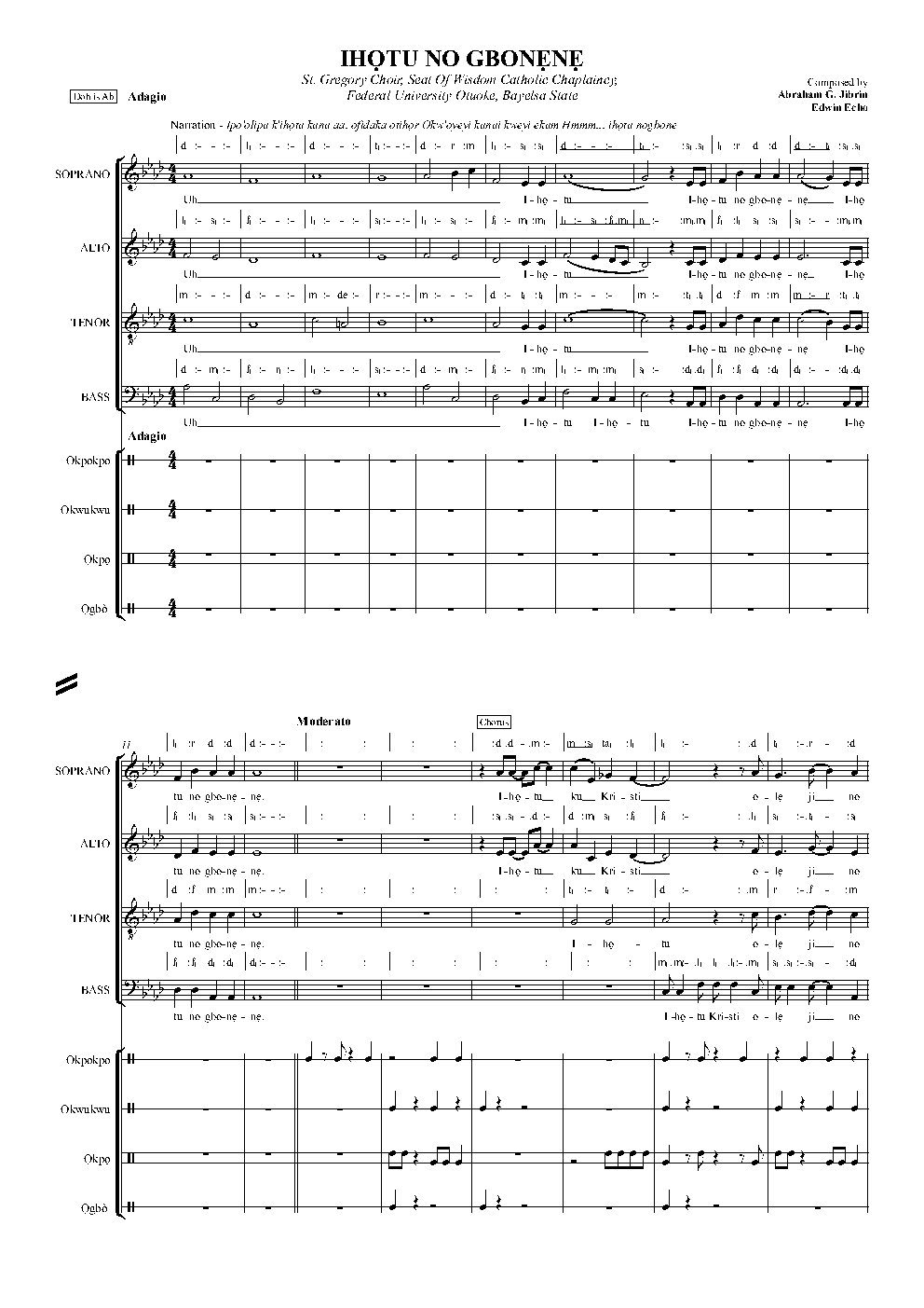 IHỌTU NO GBONẸNẸ - Choir Script PDF Thumbnail