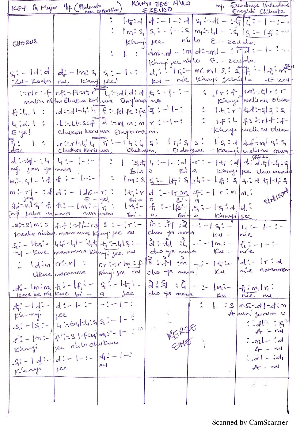 K'ANYI JEE N'ULO EZEUDO - Choir Script PDF Thumbnail