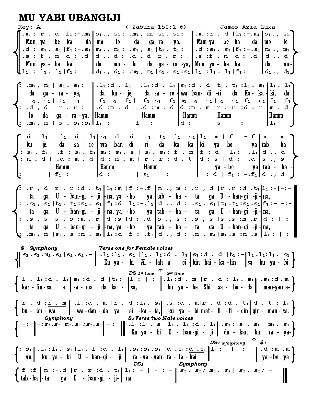 Mu Yabi Ubangiji - Choir Script PDF Thumbnail