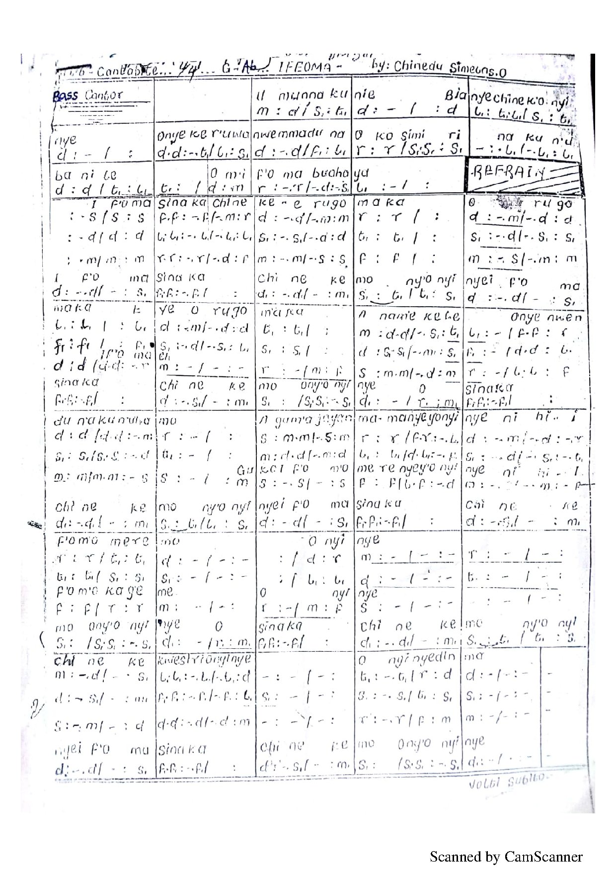 Ifeoma (offertory) ~ Chinedu Simeon O. - Download Choir Script PDF