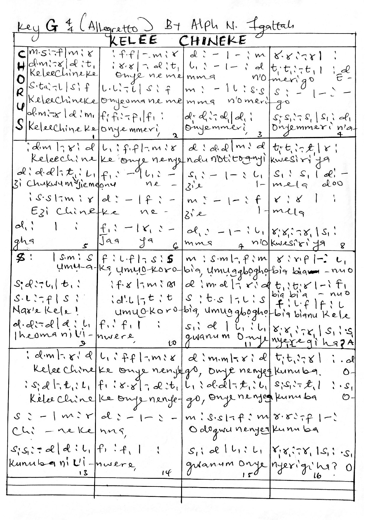 Kelee Chineke - Download Choir Script PDF