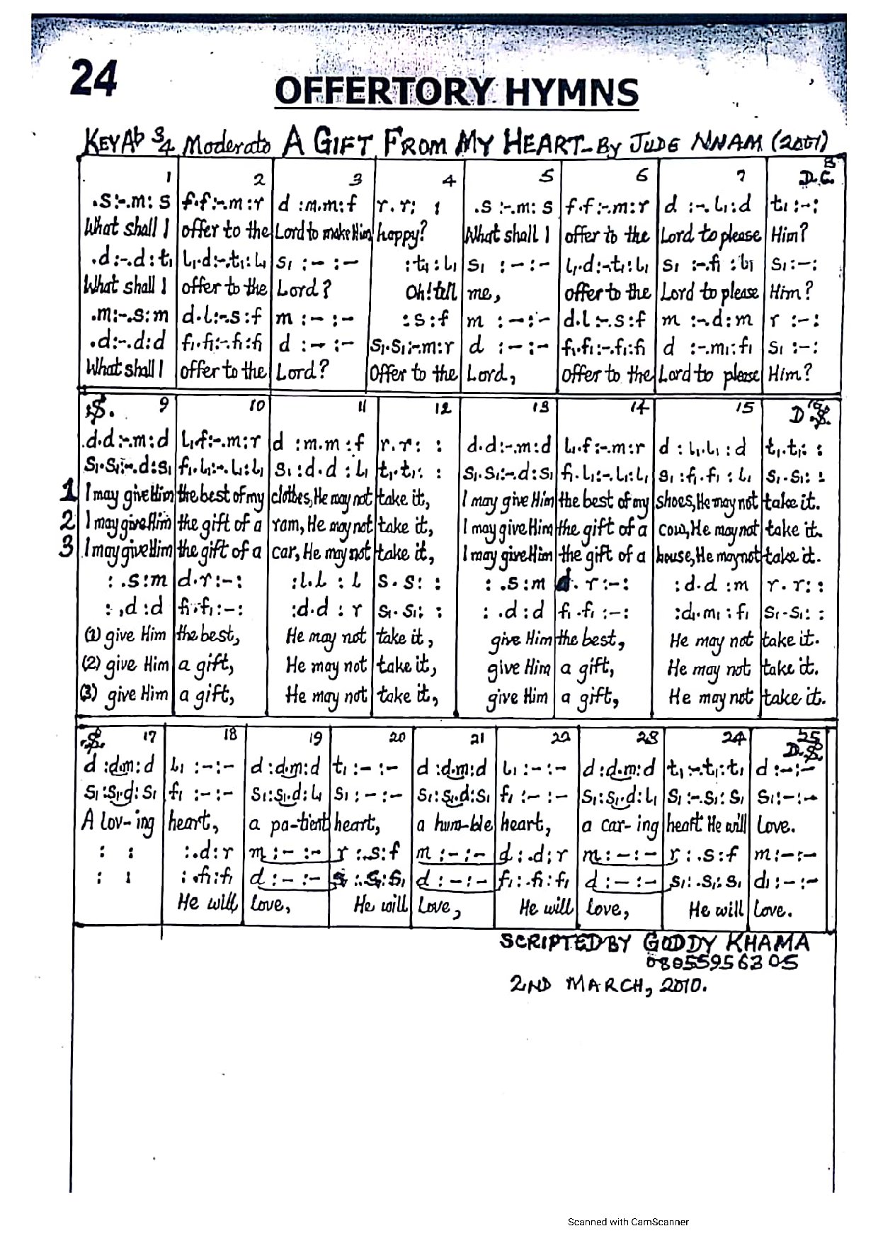 A Gift From My Heart ~ Jude Nnam - Download Choir Script PDF