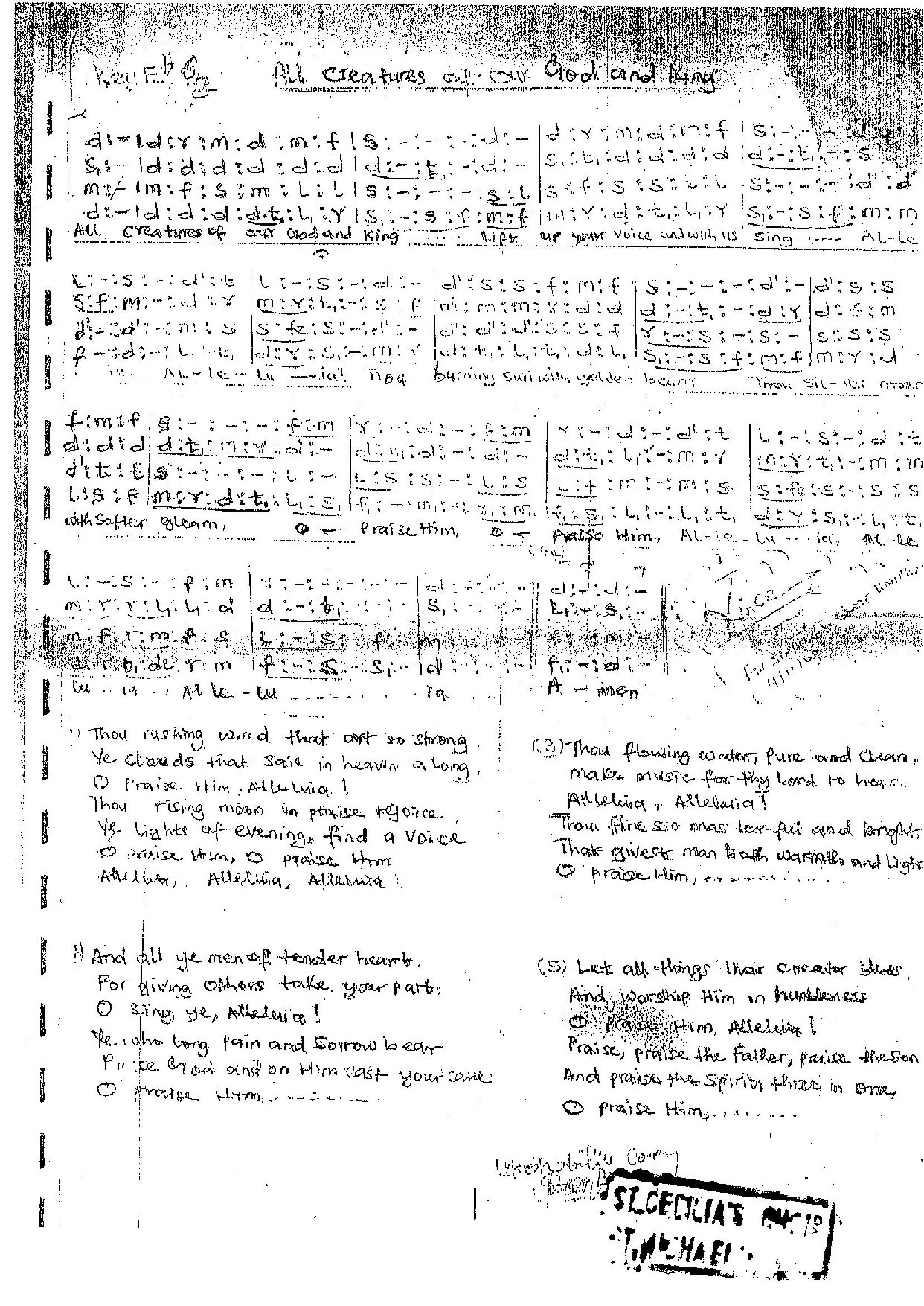 All Creatures Of Our God Our King - Download Choir Script PDF