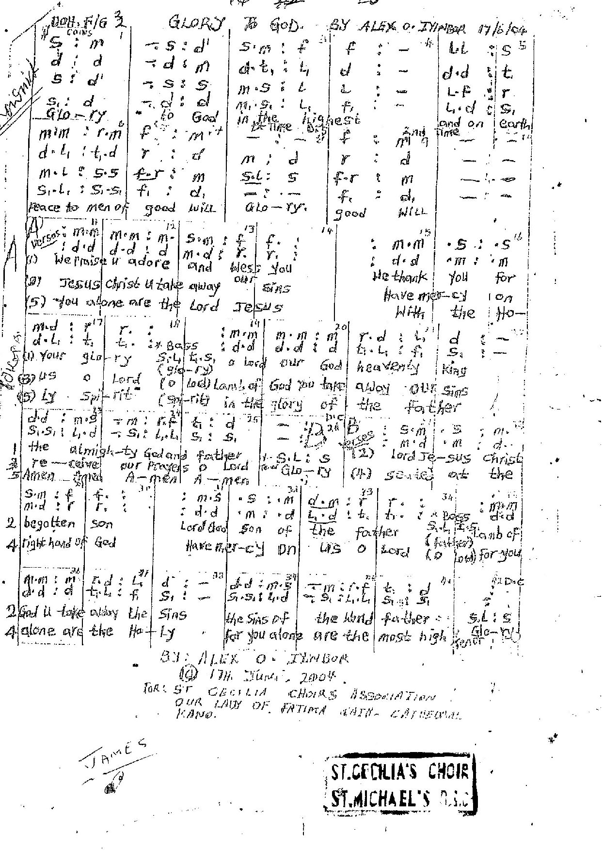 Glory To God - Download Choir Script PDF