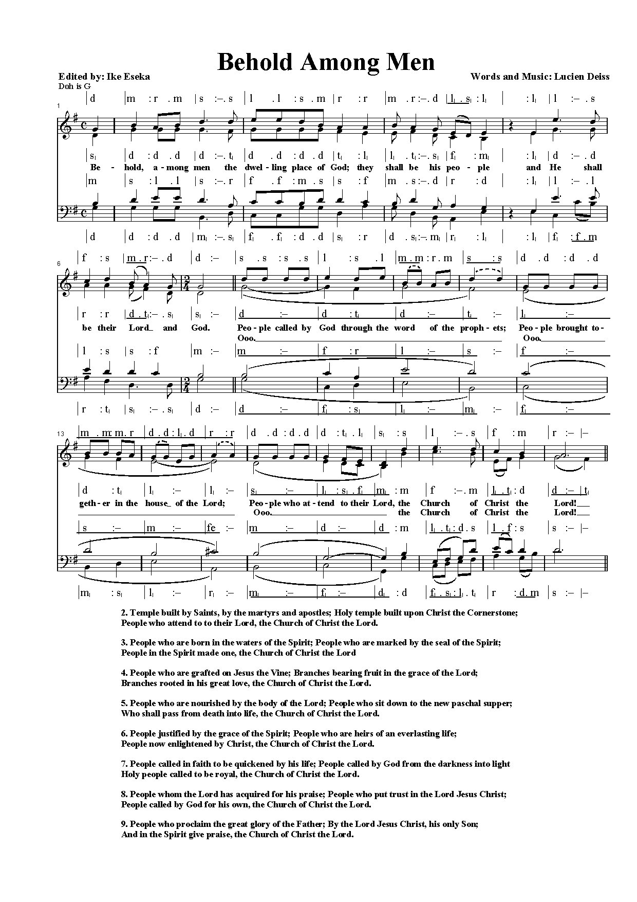 Behold Among Men - Download Choir Script PDF