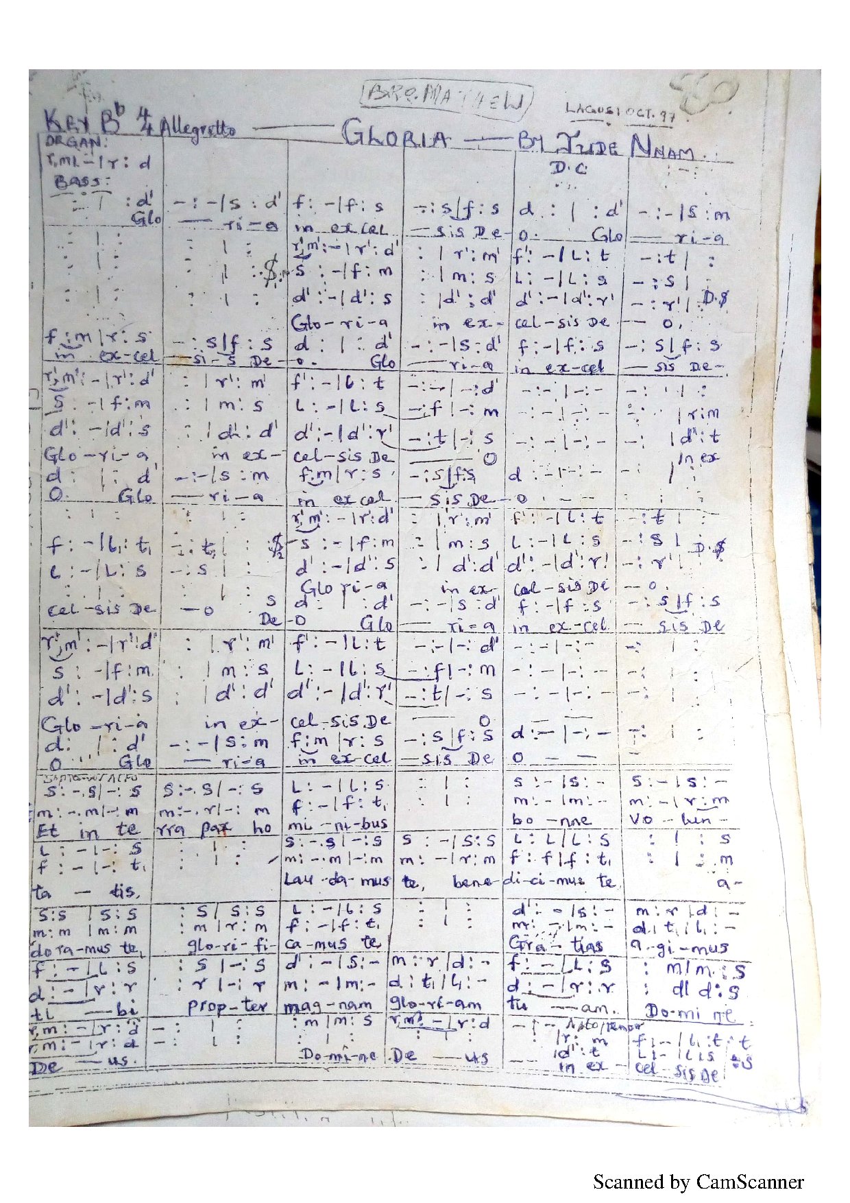 Gloria Jude Nnam - Download Choir Script PDF