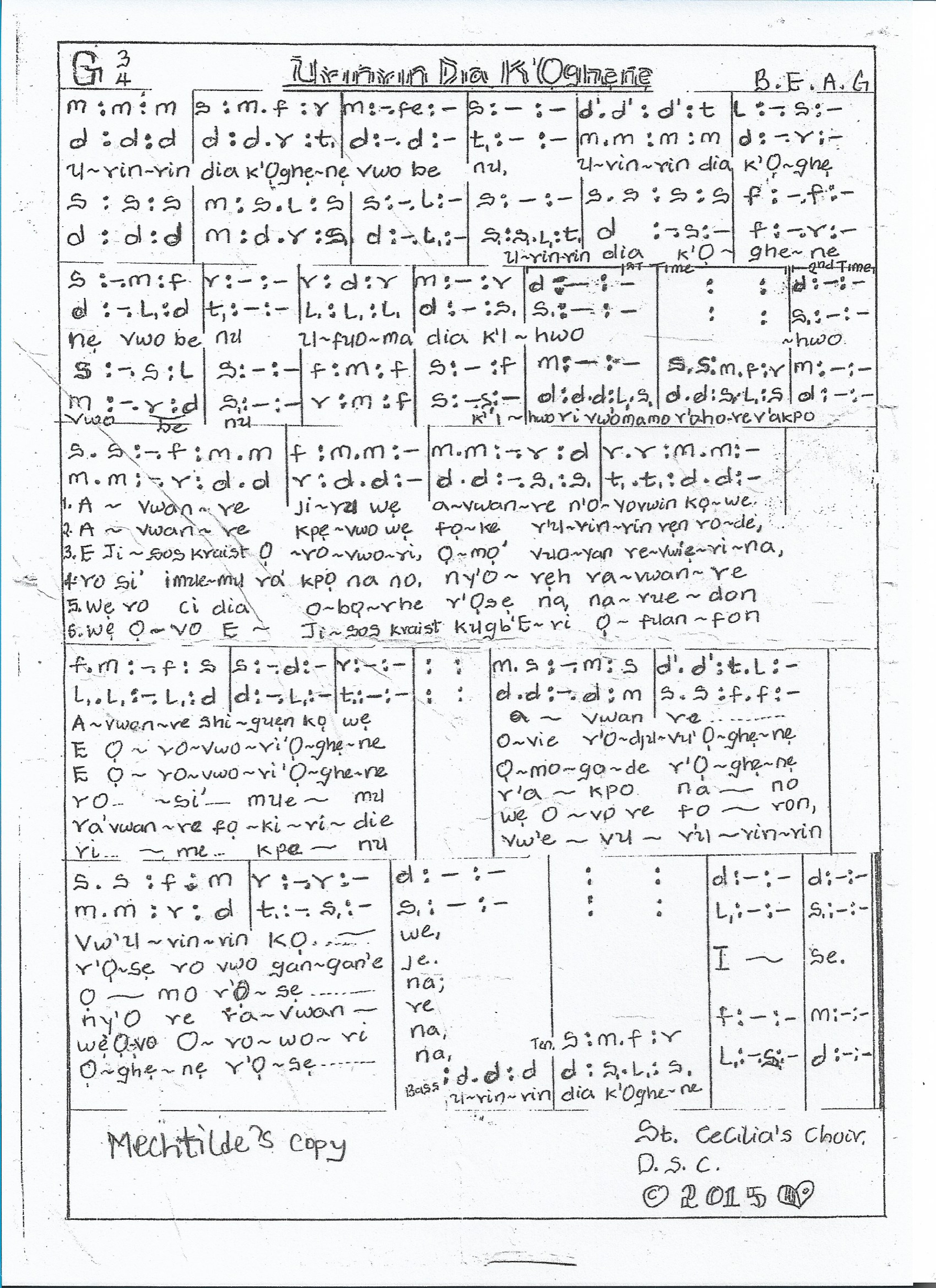 Urinrin - Download Choir Script PDF