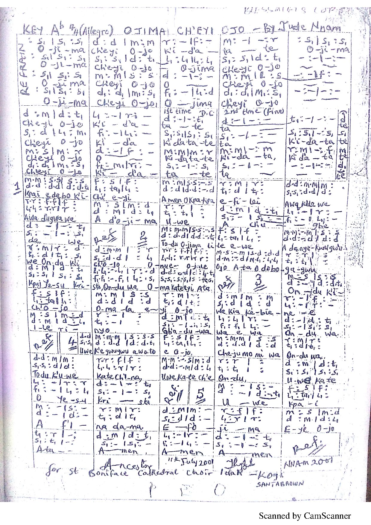 Ojima Ch Eyi - Download Choir Script PDF