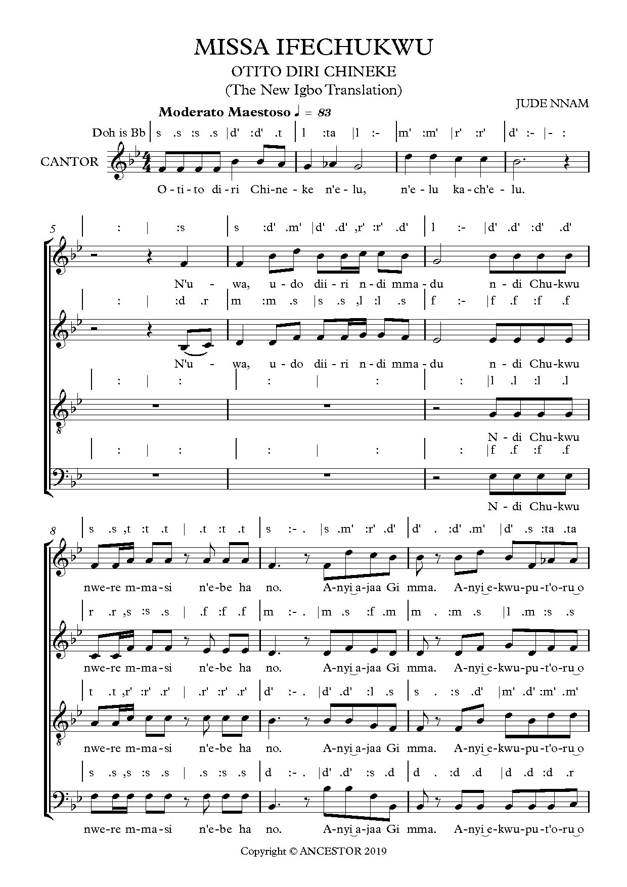 Missa Ifechukwu (gloria) - Download Choir Script PDF