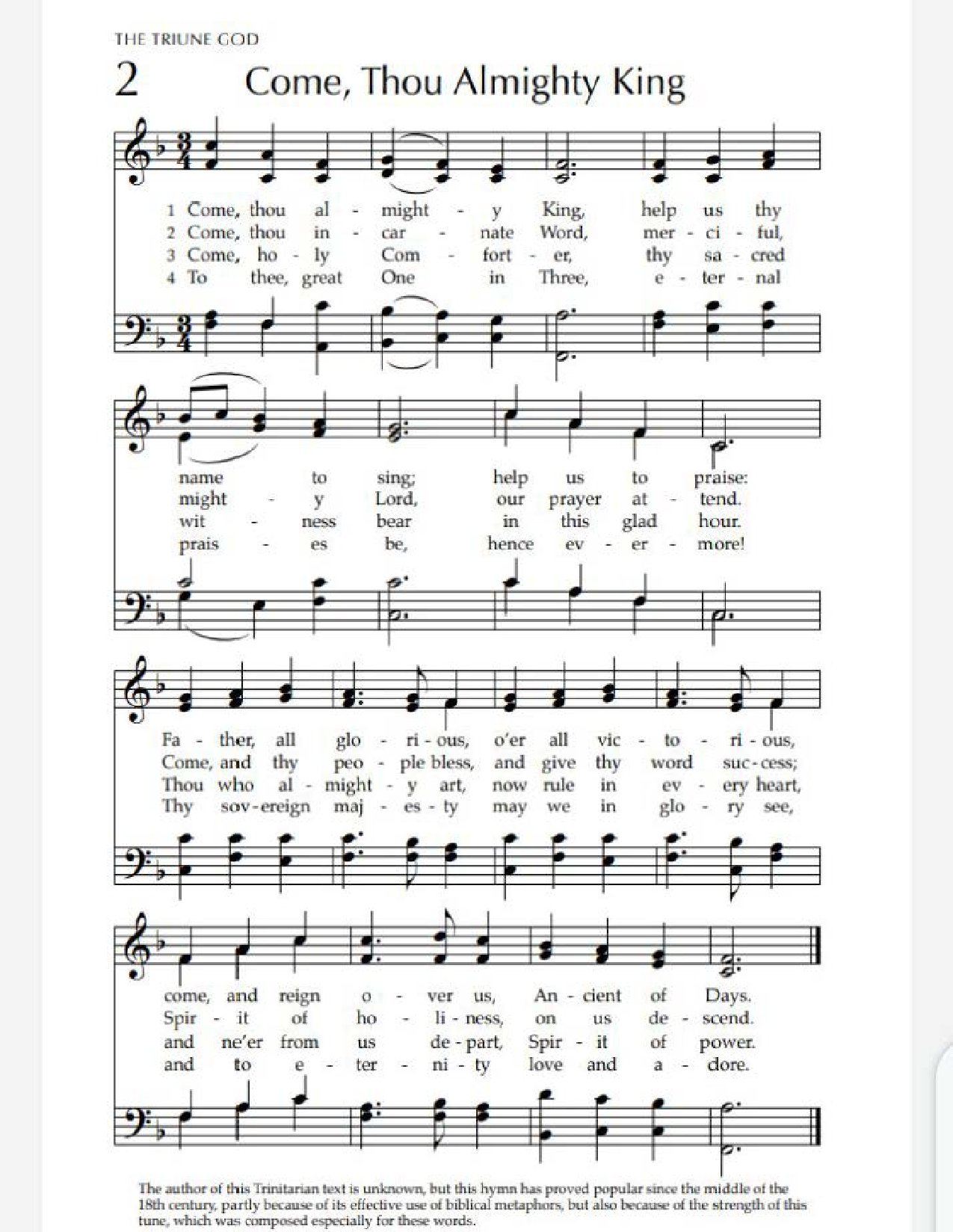 Come Thou Almighty King - Download Choir Script PDF