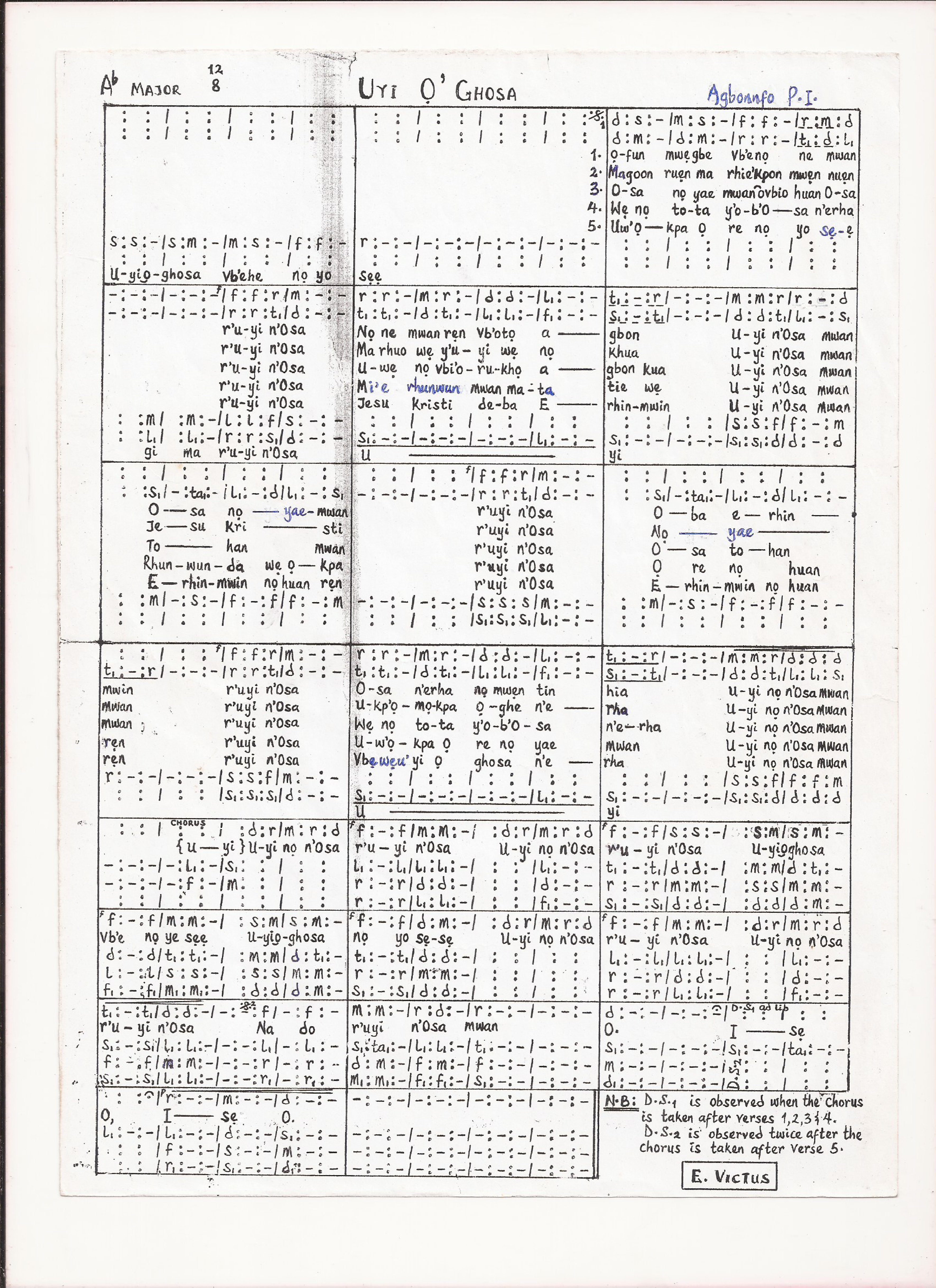 Uyi O Ghosa - Download Choir Script PDF
