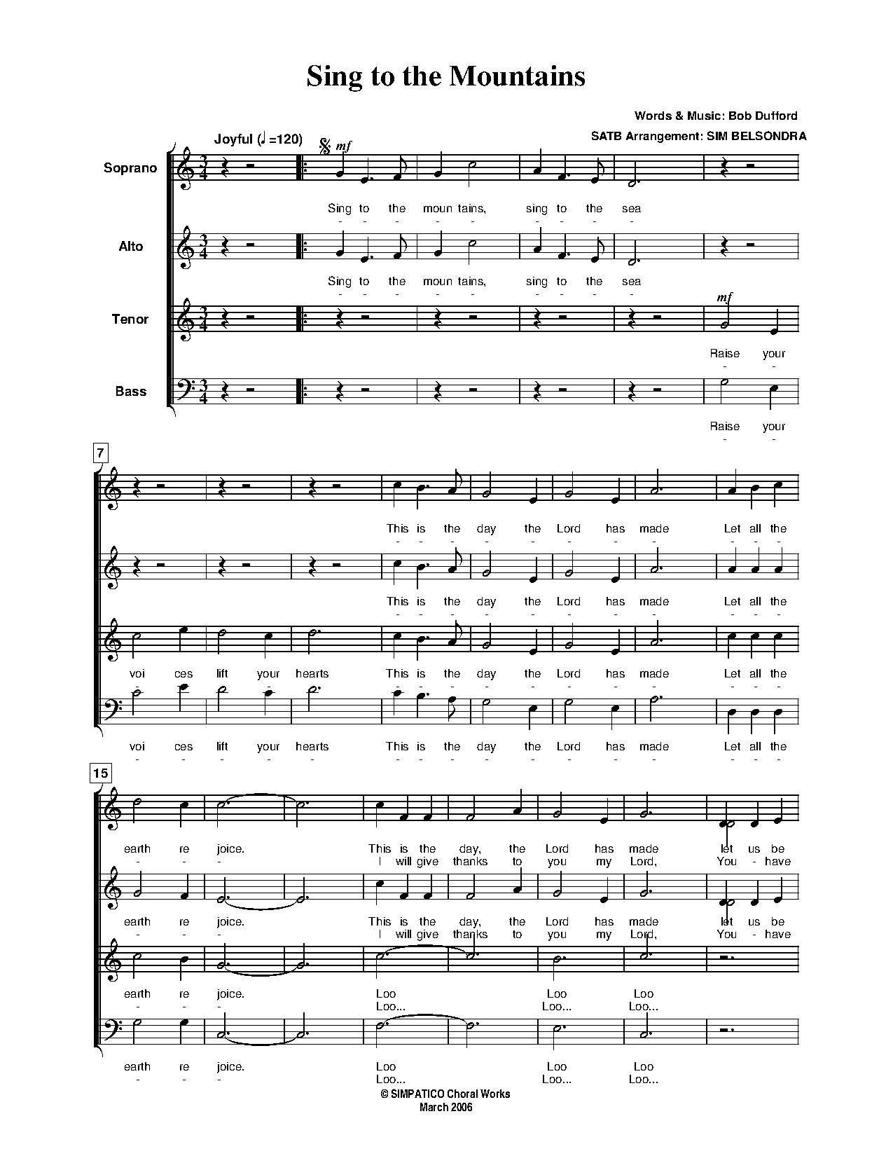 15 Sing To The Mountains (satb) - Download Choir Script PDF