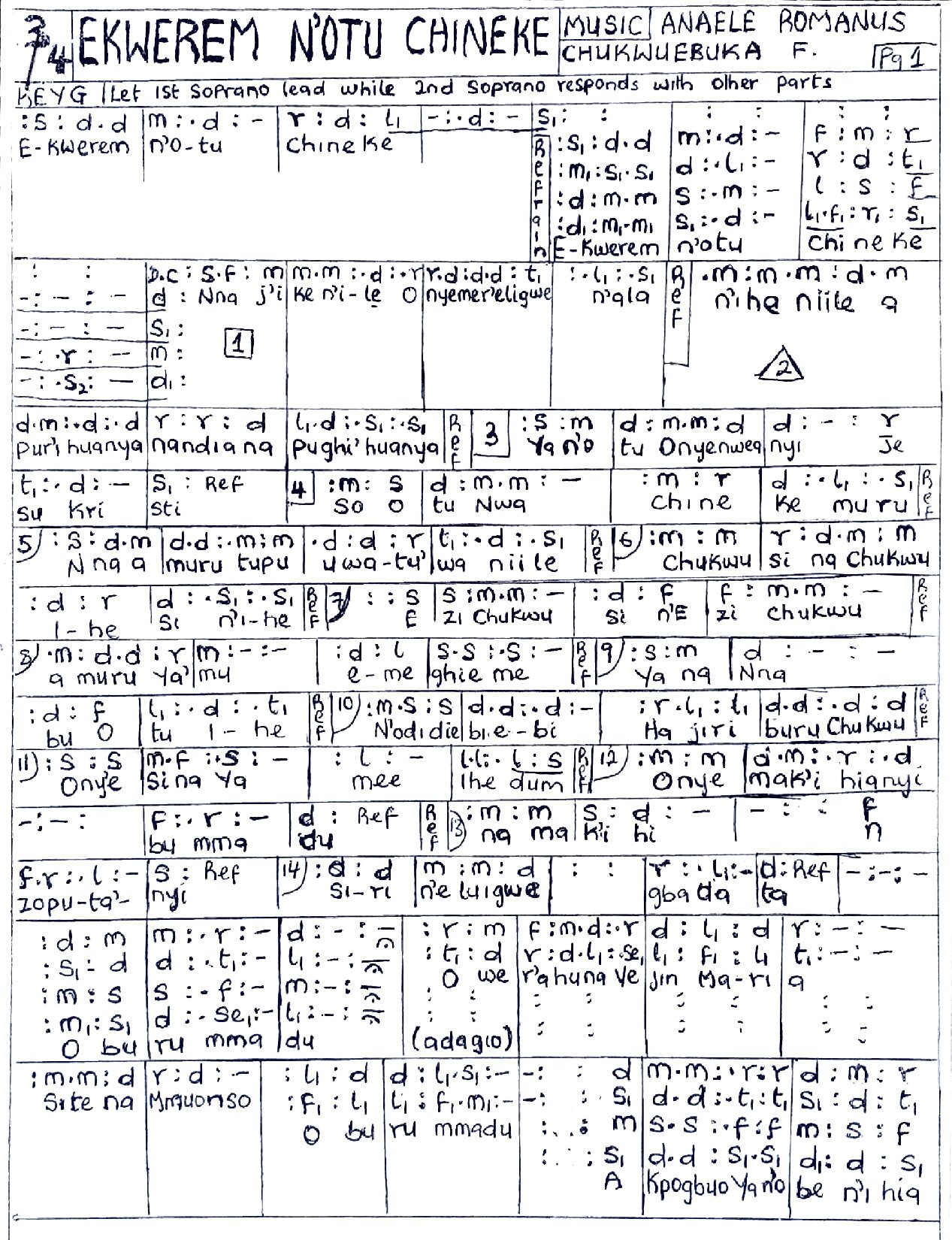 Ekwerem Notu Chineke By Chukwuebuka Romanus - Download Choir Script PDF