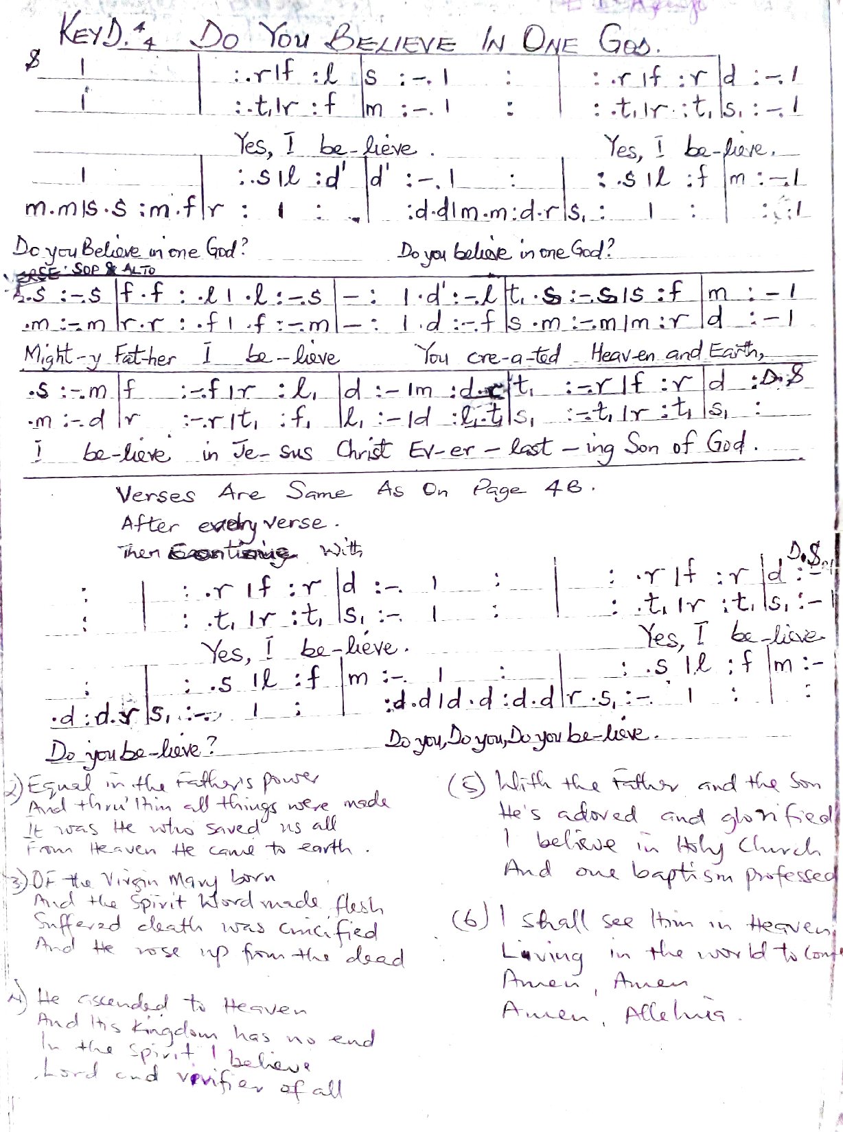 Do You Believe In One God - Download Choir Script PDF