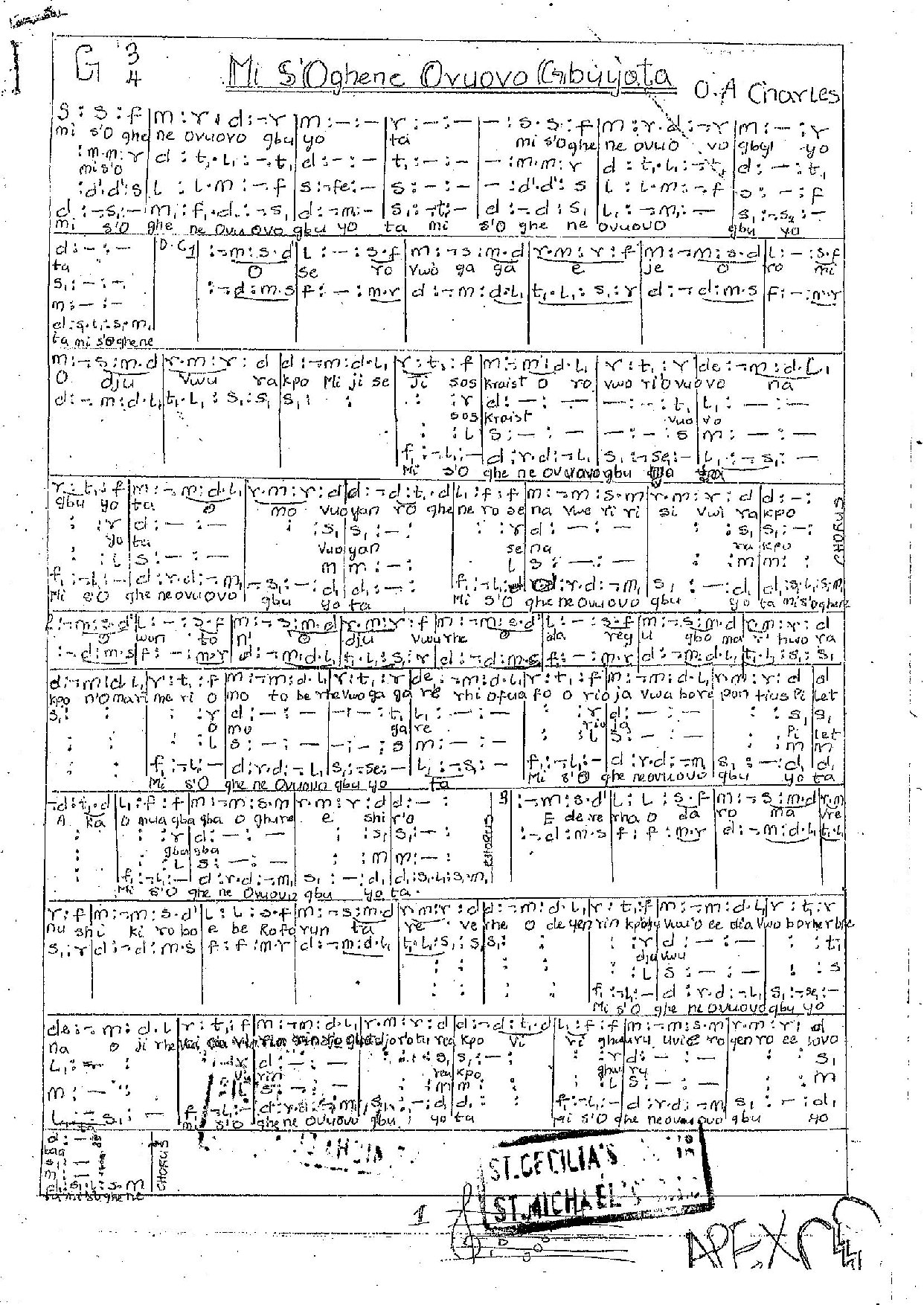 Mi Soghene Oruovo Gbuyata - Download Choir Script PDF