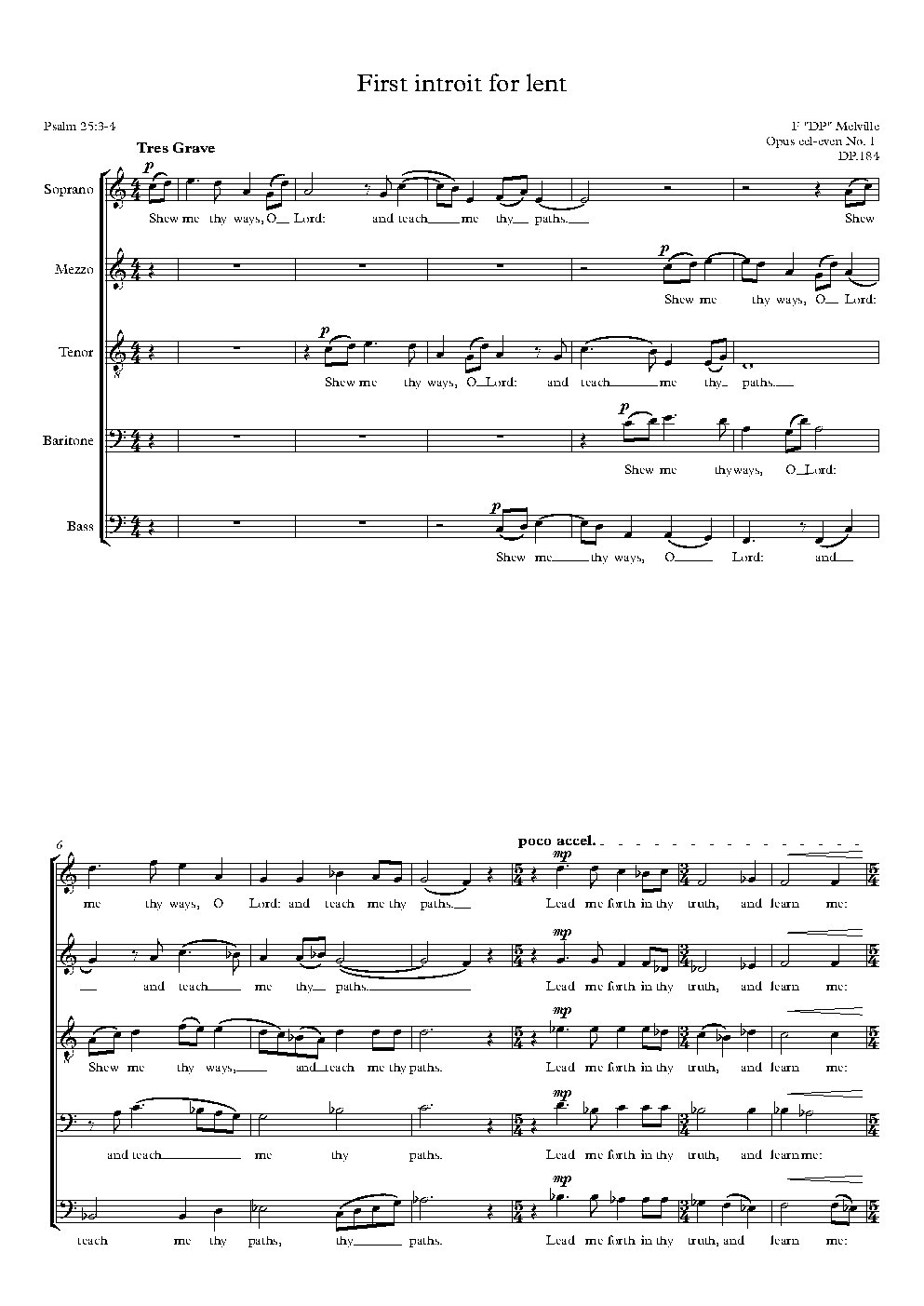 1st Introit for lent (Shew me thy ways O Lord) - Choir Script PDF Thumbnail