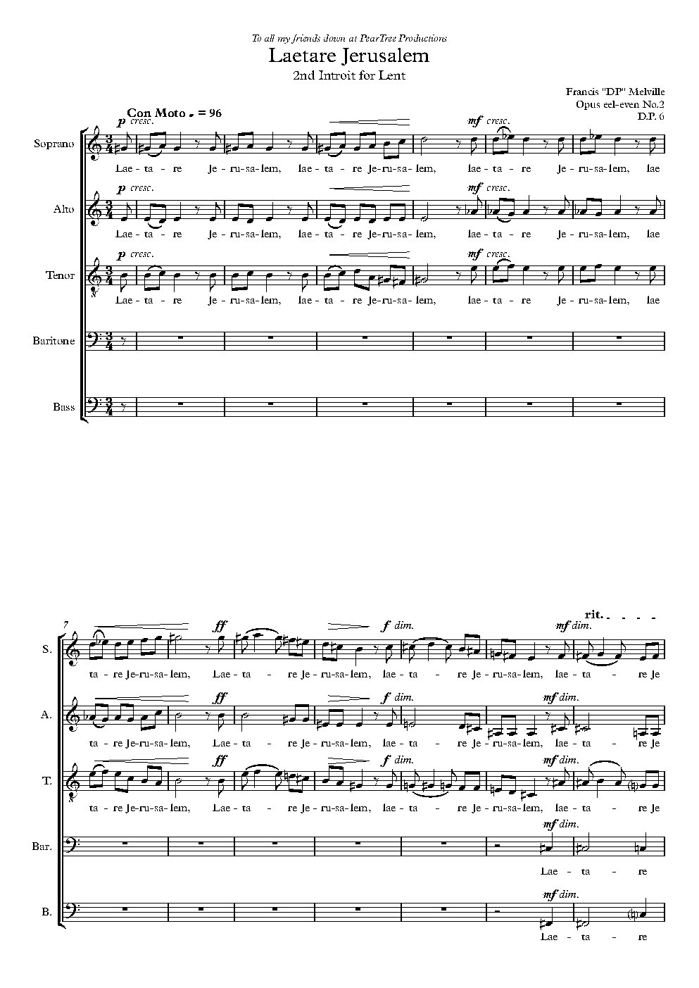 2nd Introit for Lent (Laetare Jerusalem) - Choir Script PDF Thumbnail
